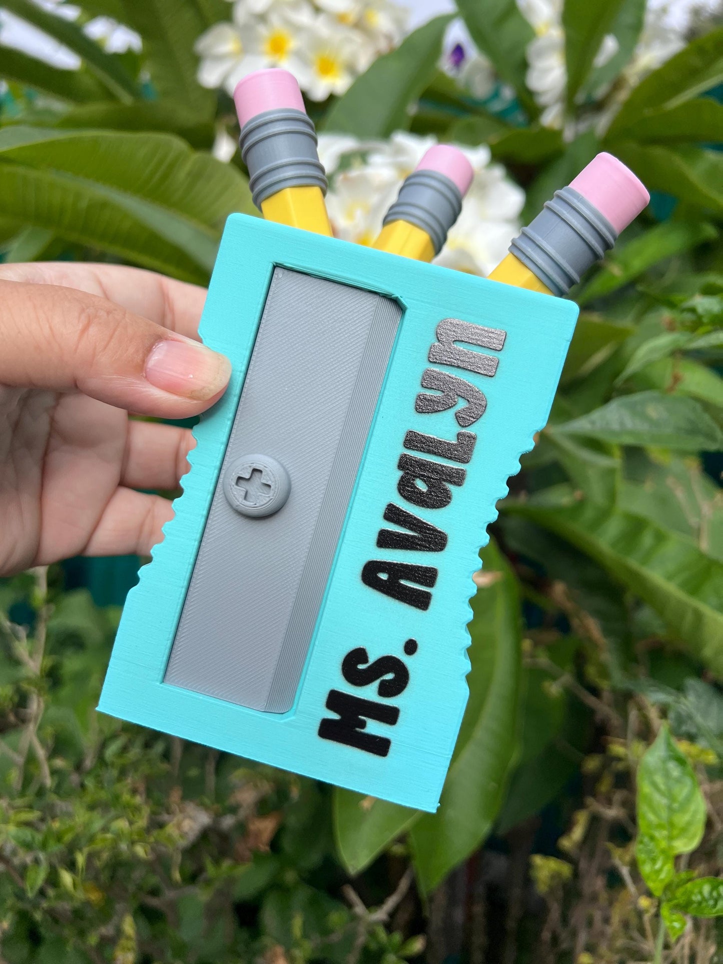 Personalized Pencil Sharpener Inspired Pencil Holder | Custom 3D Printed Desk Organizer | Teacher Gift | Back to School Decor