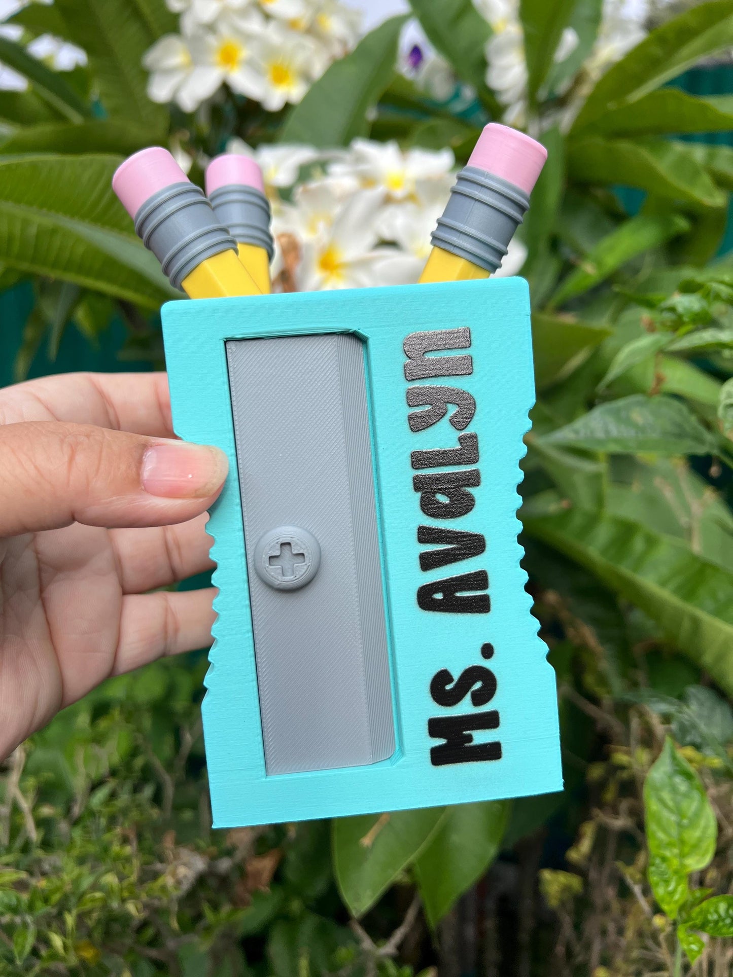 Personalized Pencil Sharpener Inspired Pencil Holder | Custom 3D Printed Desk Organizer | Teacher Gift | Back to School Decor