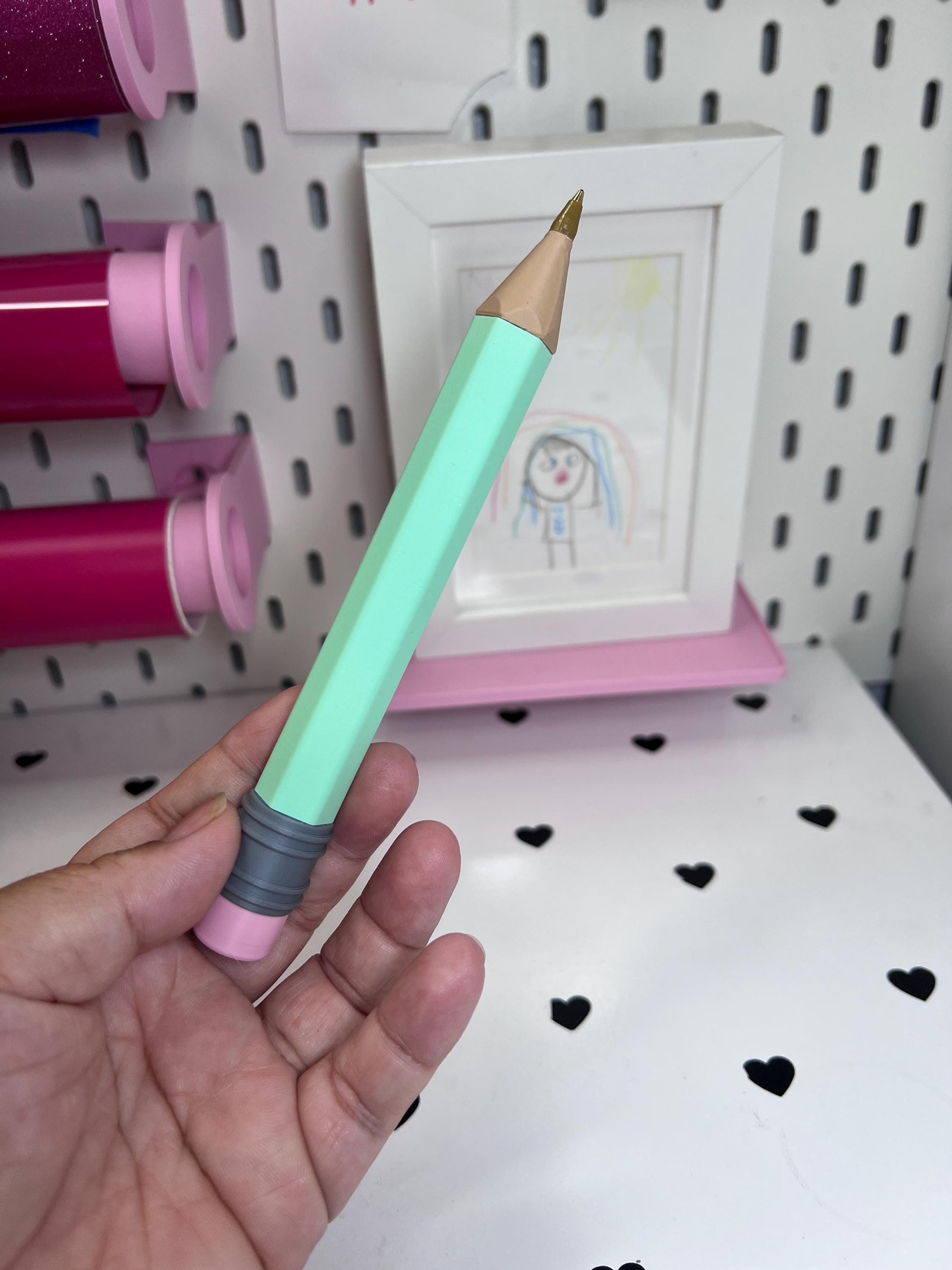 Personalized 3D Printed Pencil Pen | Refillable BIC Ink | Custom Name & Color | Teacher Gift | Reusable Ballpoint Pen