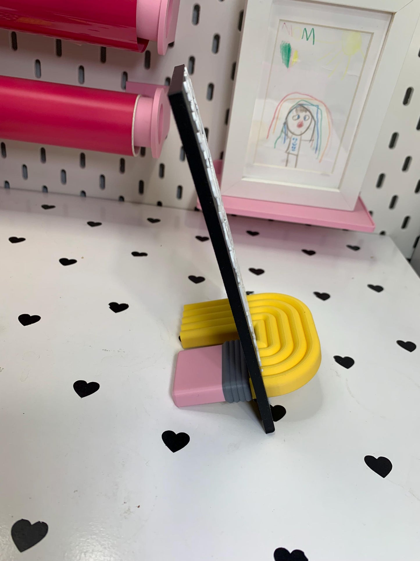 Personalized Composition Notebook & Pencil Phone Stand | Custom Desk Phone Holder | Teacher Gift | 3D Printed Cell Phone Dock