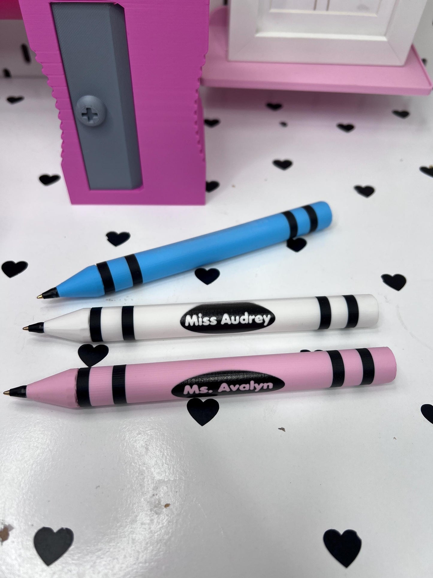 Personalized 3D Printed Crayon Pen | Refillable BIC Ink | Custom Name & Color | Teacher Gift | Reusable Ballpoint Pen