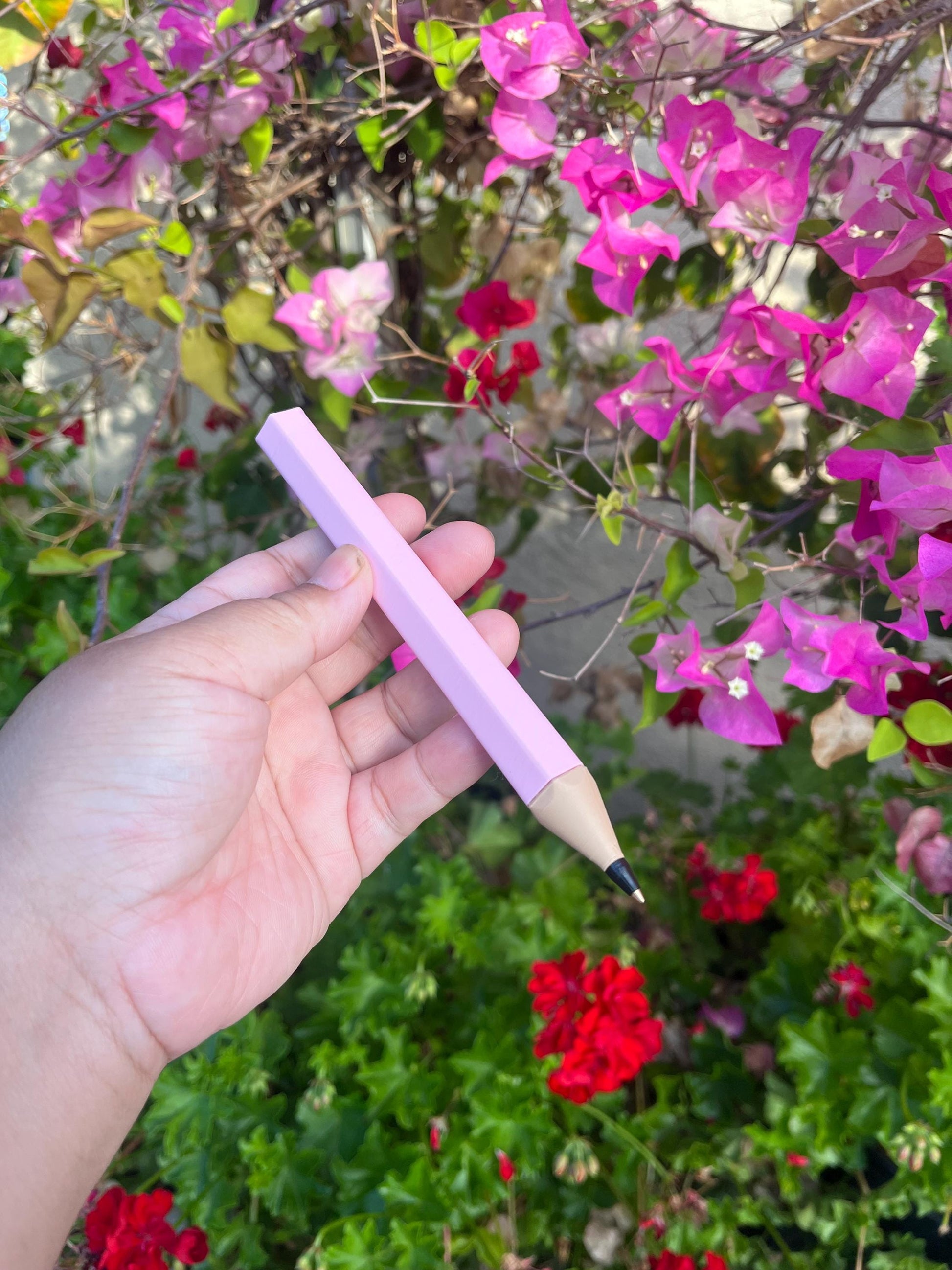 Personalized 3D Printed Color Pencil Pen | Refillable BIC Ink | Custom Name & Color | Teacher Gift | Reusable Ballpoint Pen