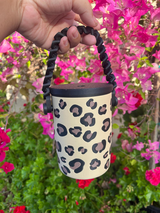 Leopard Print 3D Printed Can Holder – Regular 12 oz or Slim 12 oz | Choose Chain or Solid Handle