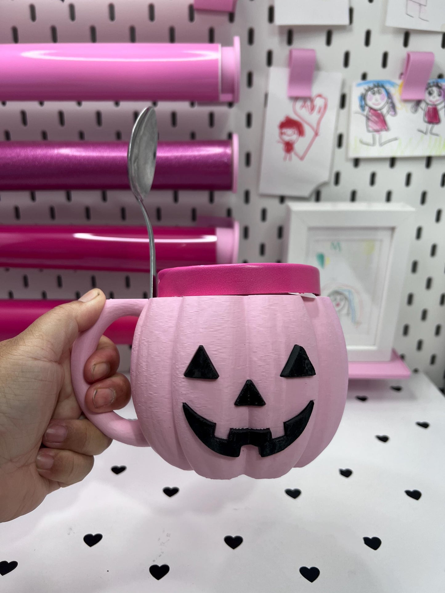 Pumpkin Ice Cream Pint Holder | Ice Cream Sleeve | Spooky Jack-o'-Lantern Ice Cream Pint Holder | Halloween Pint Cozy with Spoon Slot