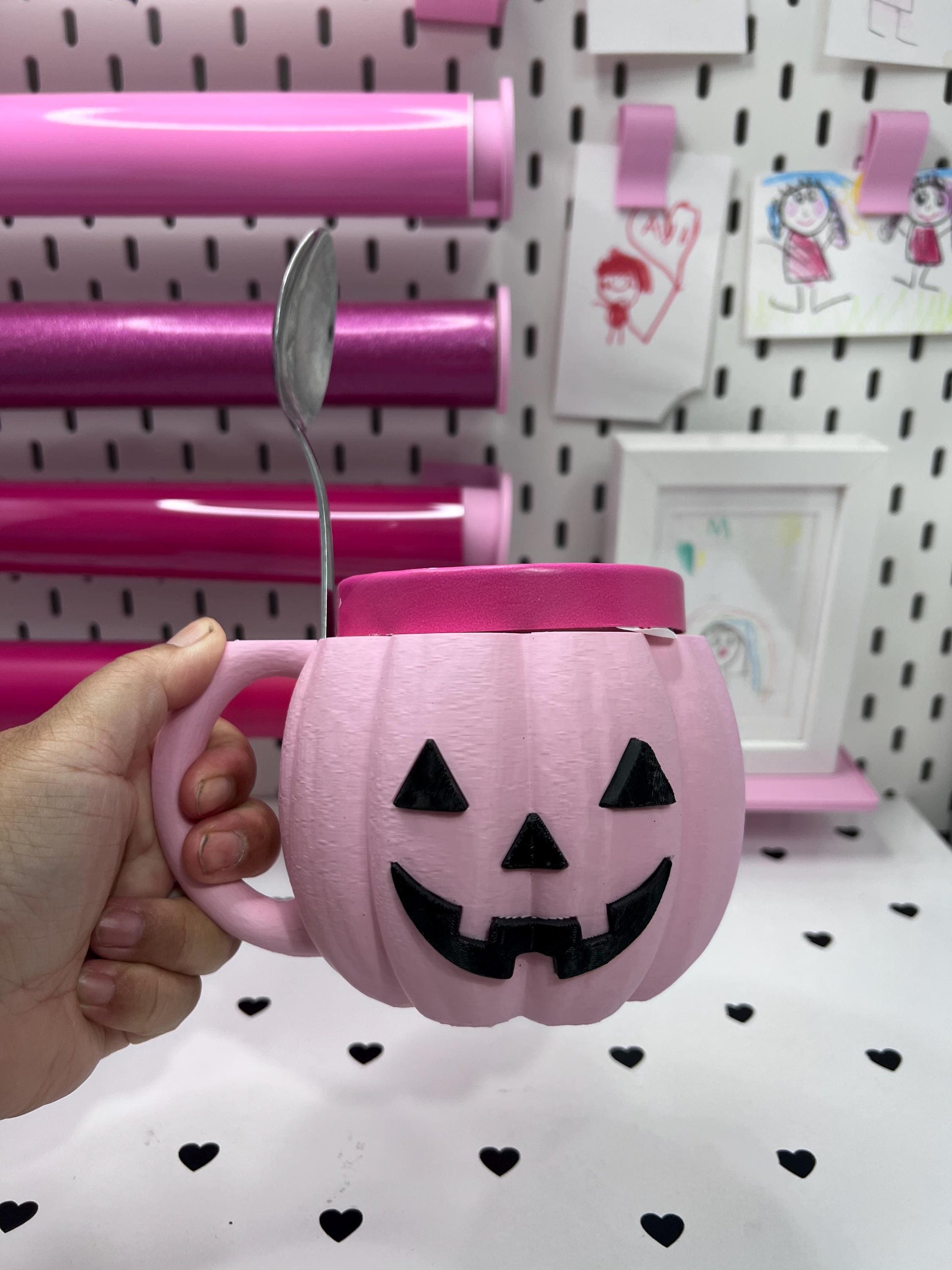 Pumpkin Ice Cream Pint Holder | Ice Cream Sleeve | Spooky Jack-o'-Lantern Ice Cream Pint Holder | Halloween Pint Cozy with Spoon Slot