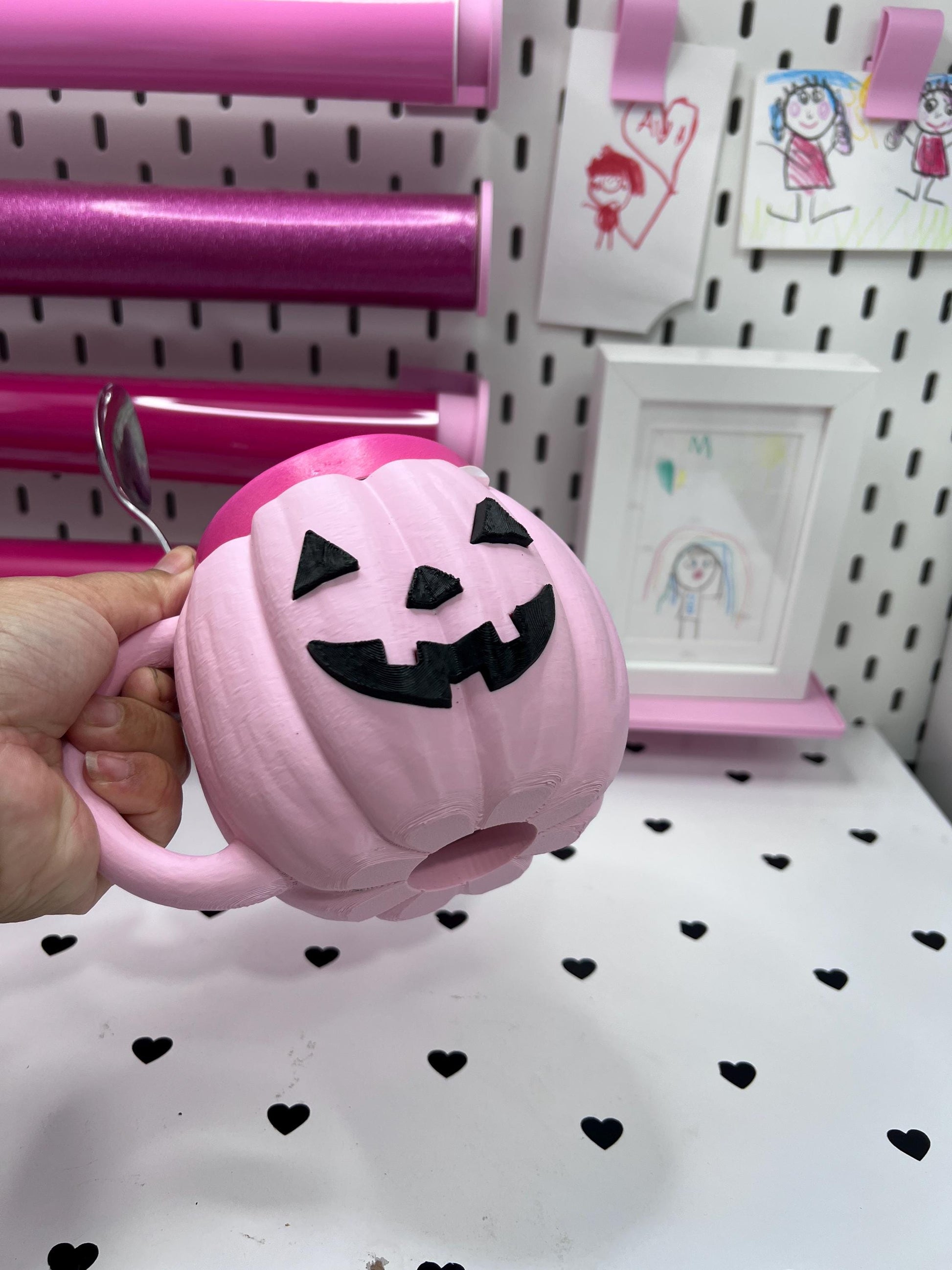 Pumpkin Ice Cream Pint Holder | Ice Cream Sleeve | Spooky Jack-o'-Lantern Ice Cream Pint Holder | Halloween Pint Cozy with Spoon Slot