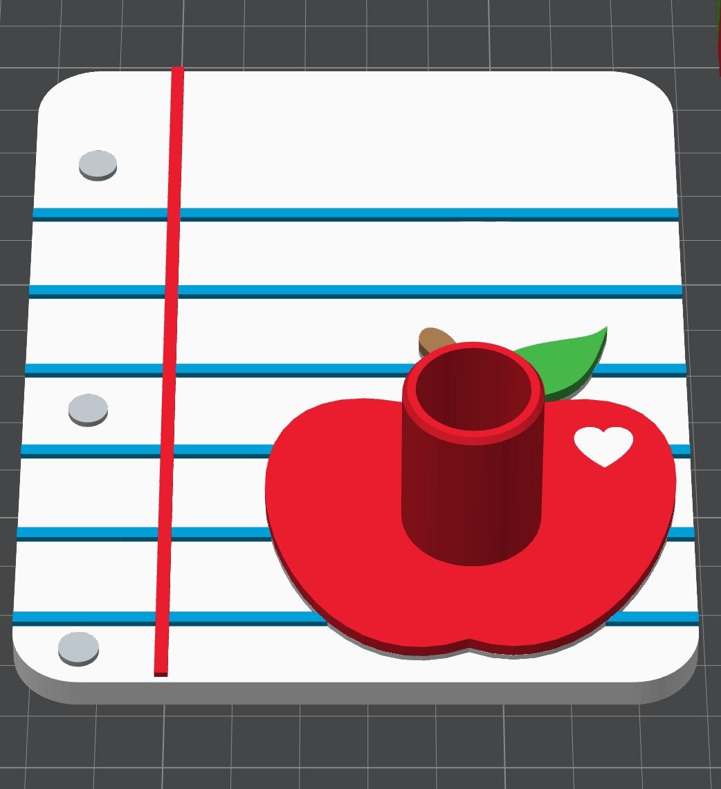 Back to School Apple Pencil Pen Holder 3D Print File Bundle | Composition, Lined Paper, Crayon Apple Inspired | 3MF