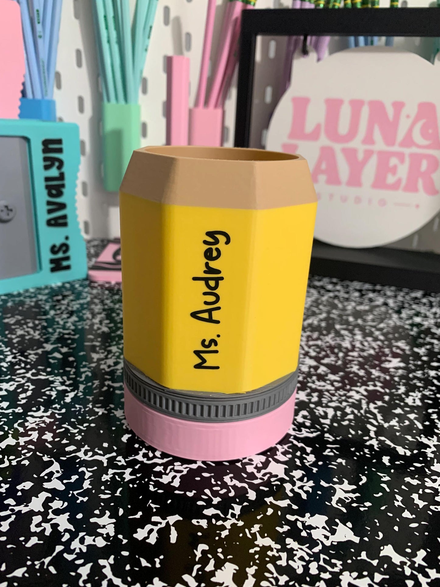 Inspired Pencil Holder – Personalized Teacher Desk Organizer | Custom Pencil Cup | 3D Printed Gift