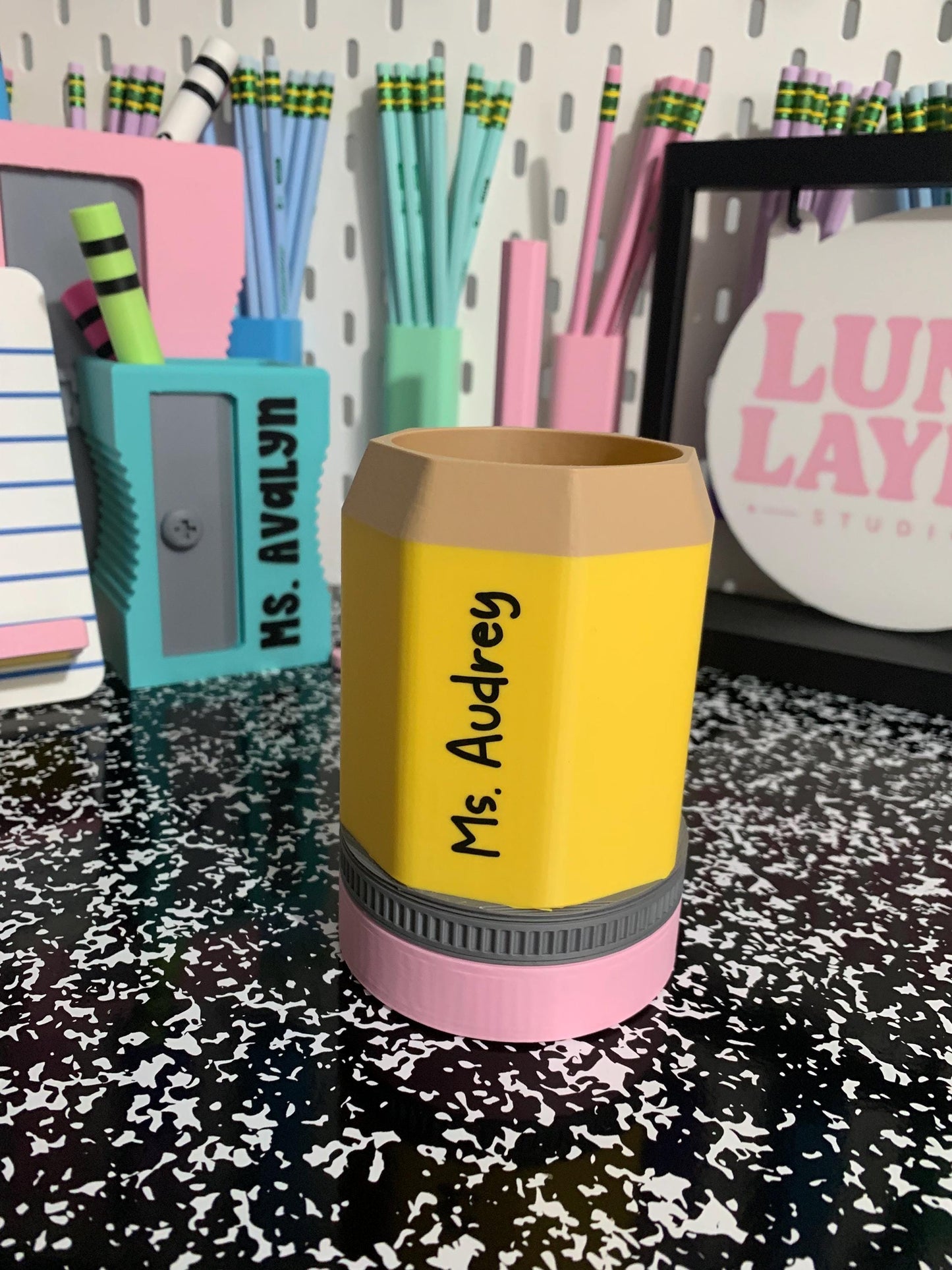 Inspired Pencil Holder – Personalized Teacher Desk Organizer | Custom Pencil Cup | 3D Printed Gift