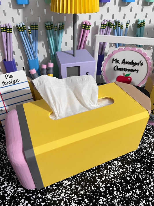 Pencil Tissue Box Holder | 3D Printable Digital File | Teacher Classroom Decor | Back to School Tissue Box Cover | 3MF Download