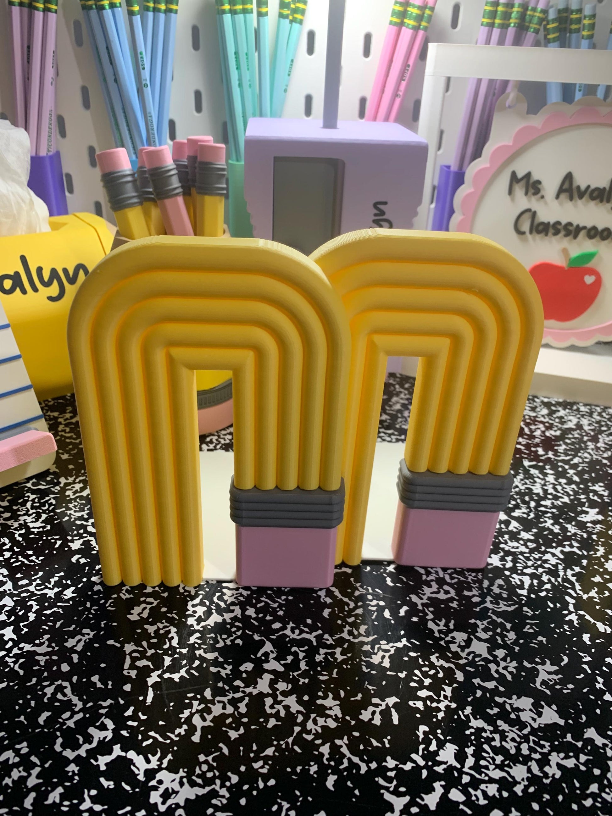Boho Pencil Bookends | 3D Printed Book Ends | Teacher Classroom Decor | Personalized Desk Decor | Office & Homeschool Gift