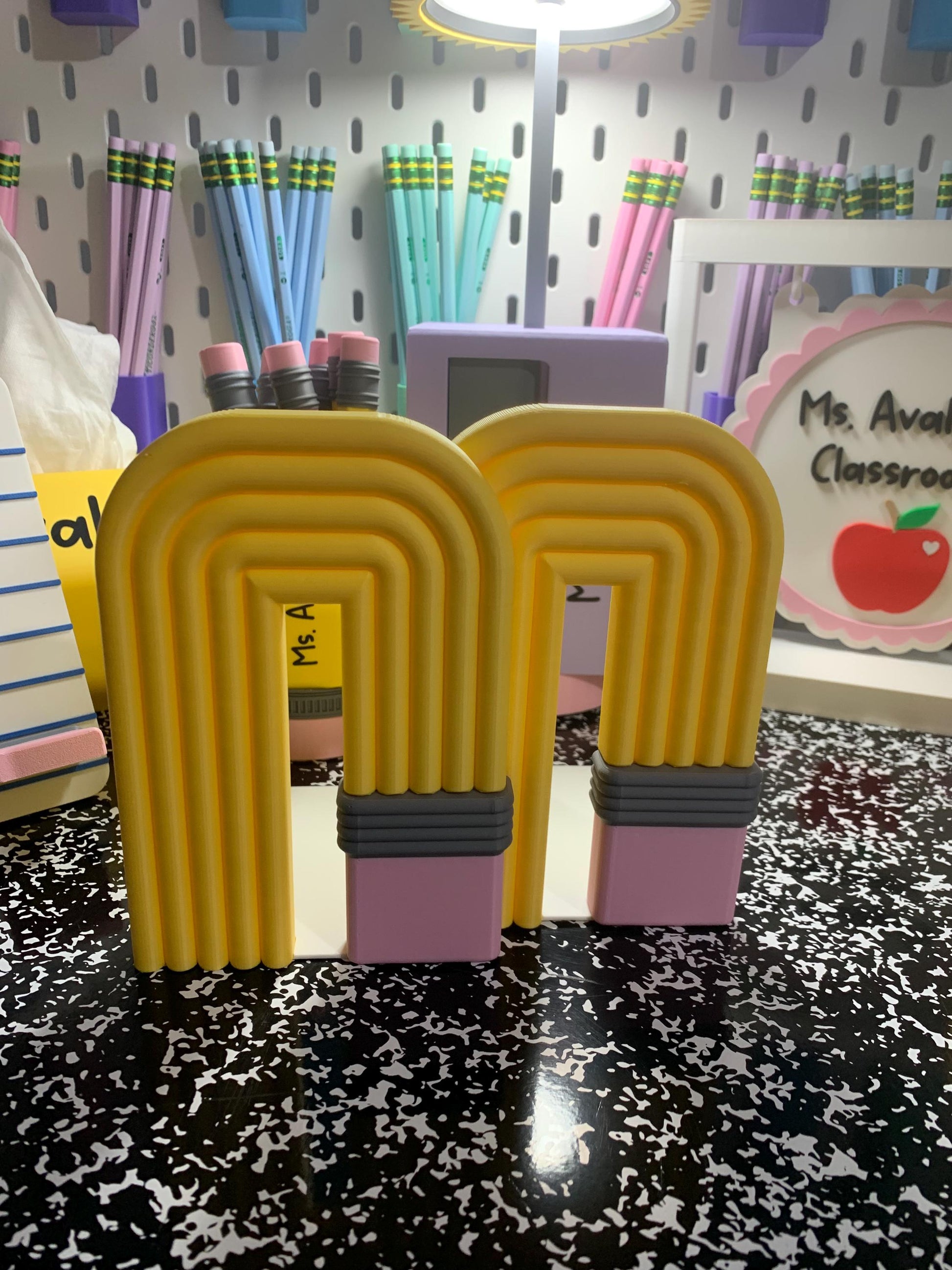 Boho Pencil Bookends | 3D Printed Book Ends | Teacher Classroom Decor | Personalized Desk Decor | Office & Homeschool Gift