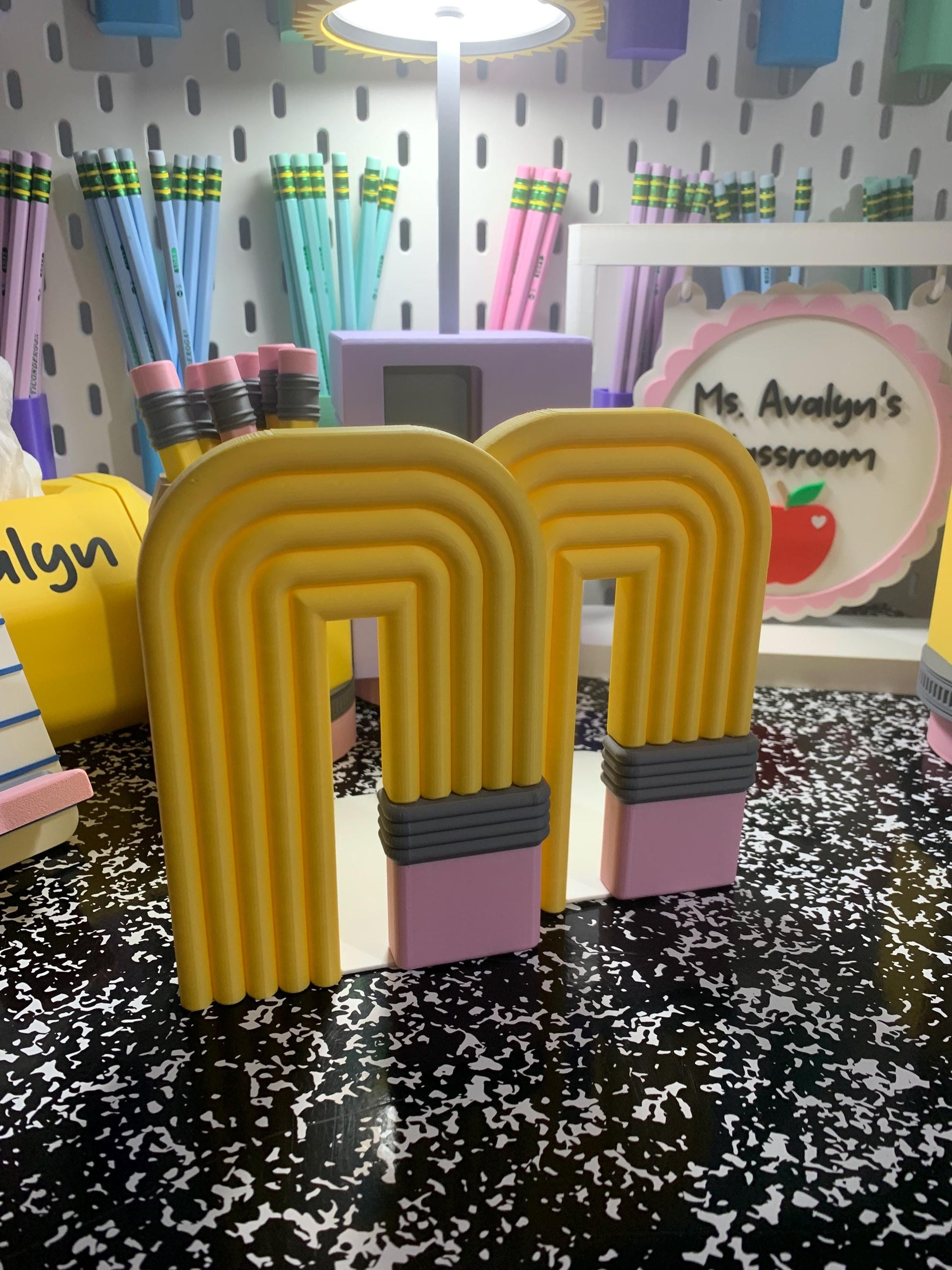 Boho Pencil Bookends | 3D Printed Book Ends | Teacher Classroom Decor | Personalized Desk Decor | Office & Homeschool Gift