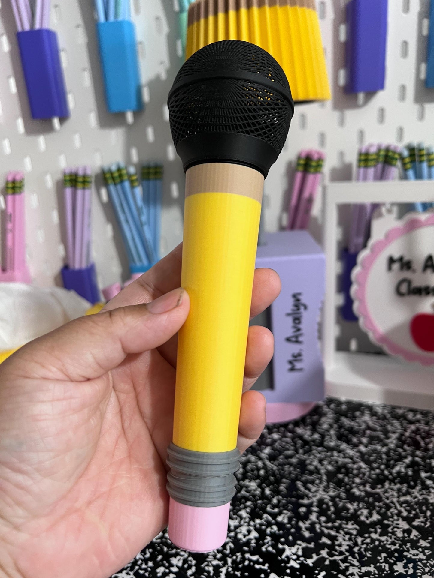 Pencil Microphone Cover for DJI Mini Mic | Teacher Microphone Prop | 3D Printed Clip-On Mic Cover | Creator Gift
