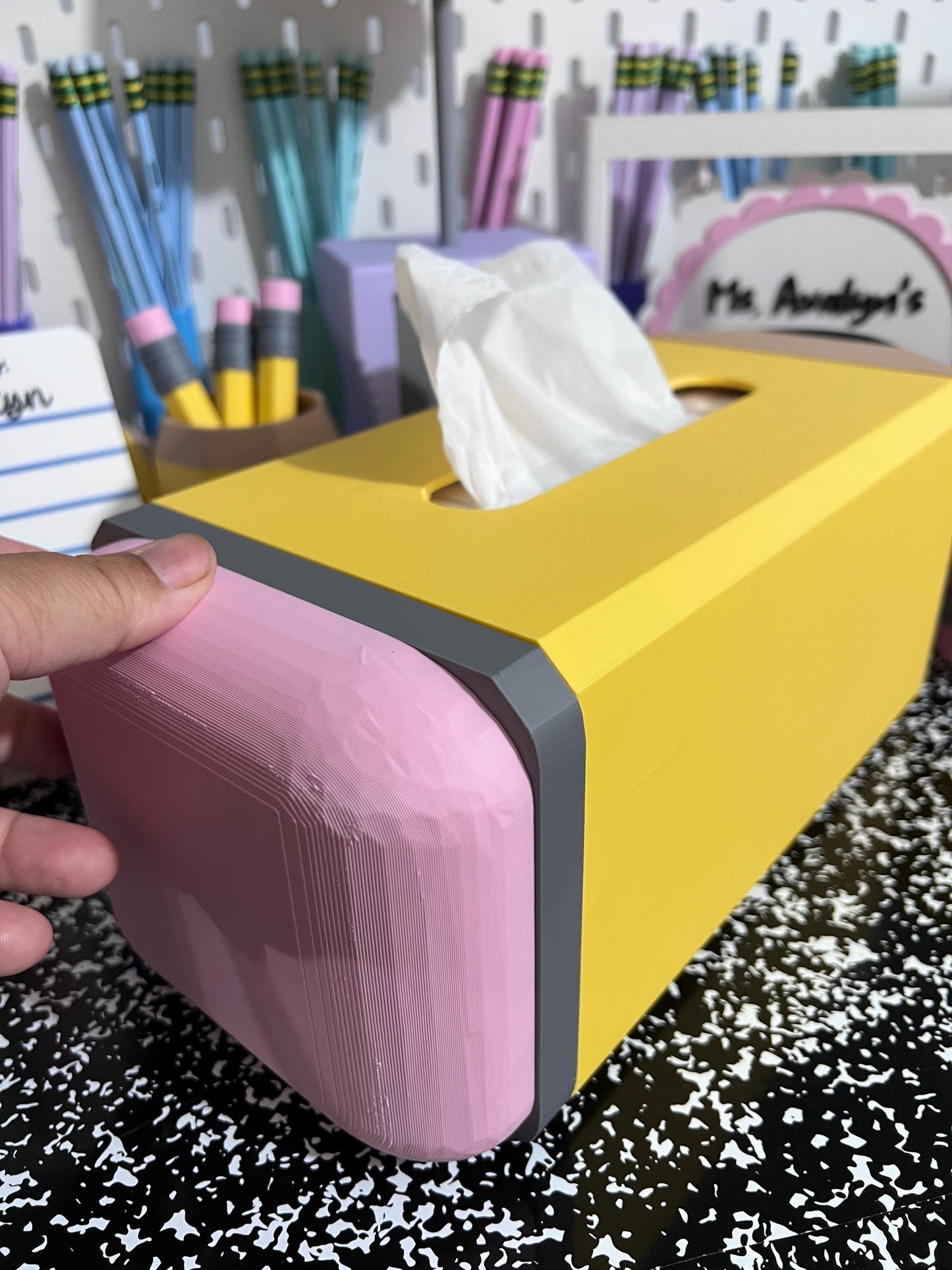 Pencil Tissue Box Holder | 3D Printable Digital File | Teacher Classroom Decor | Back to School Tissue Box Cover | 3MF Download