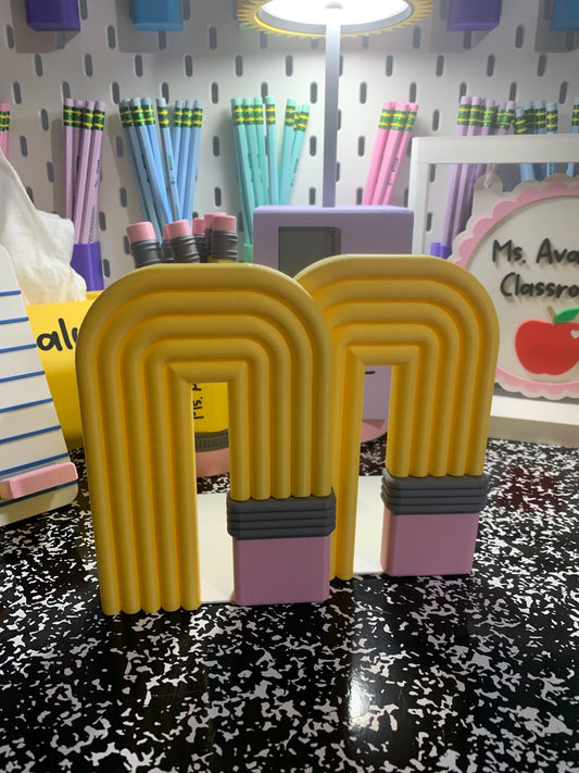 Boho Pencil Bookends | 3D Printed Book Ends | Teacher Classroom Decor | Personalized Desk Decor | Office & Homeschool Gift