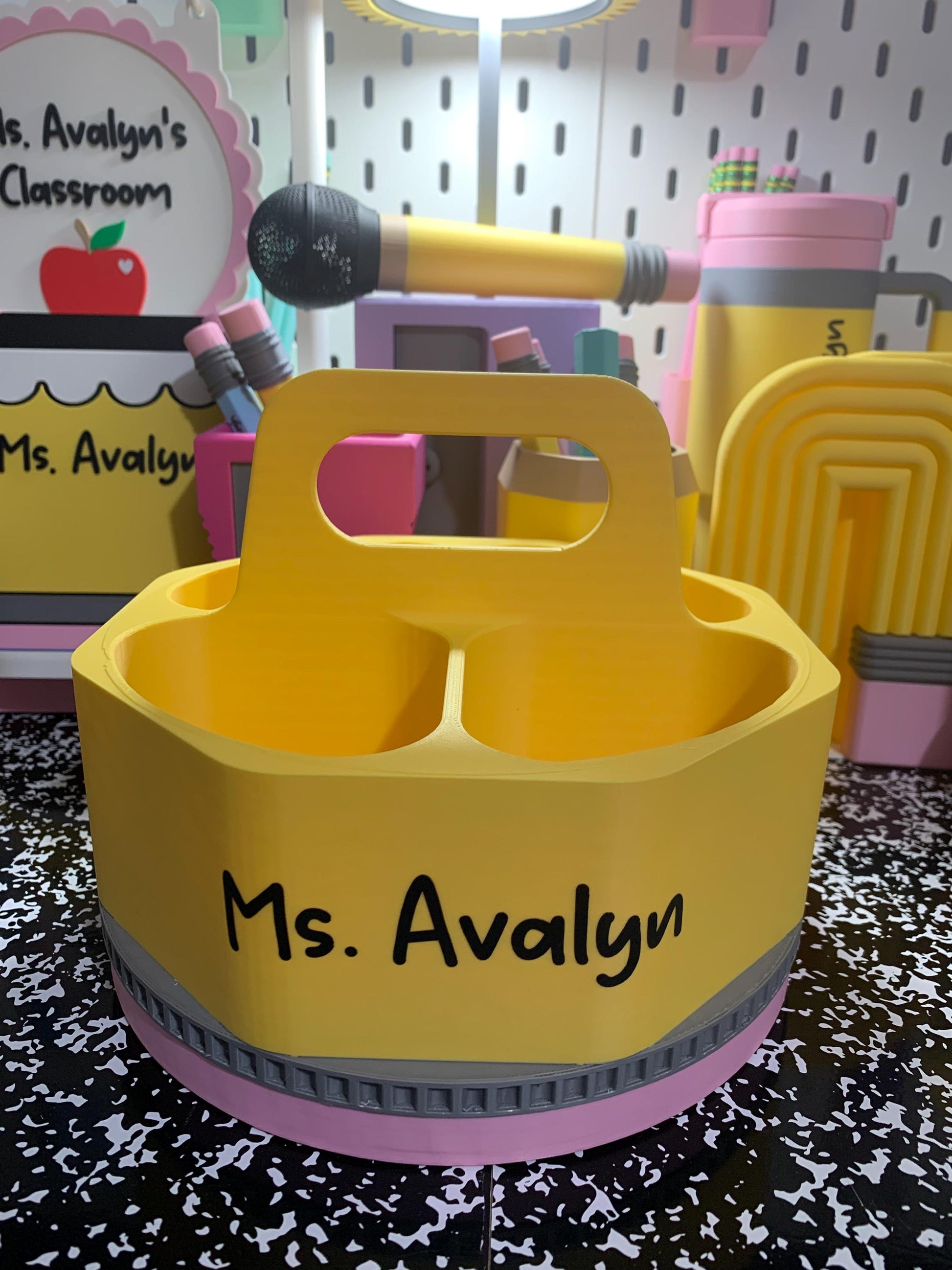 Personalized 3D Printed Organizer with Handle | Storage Caddy | Pencil Storage Caddy
