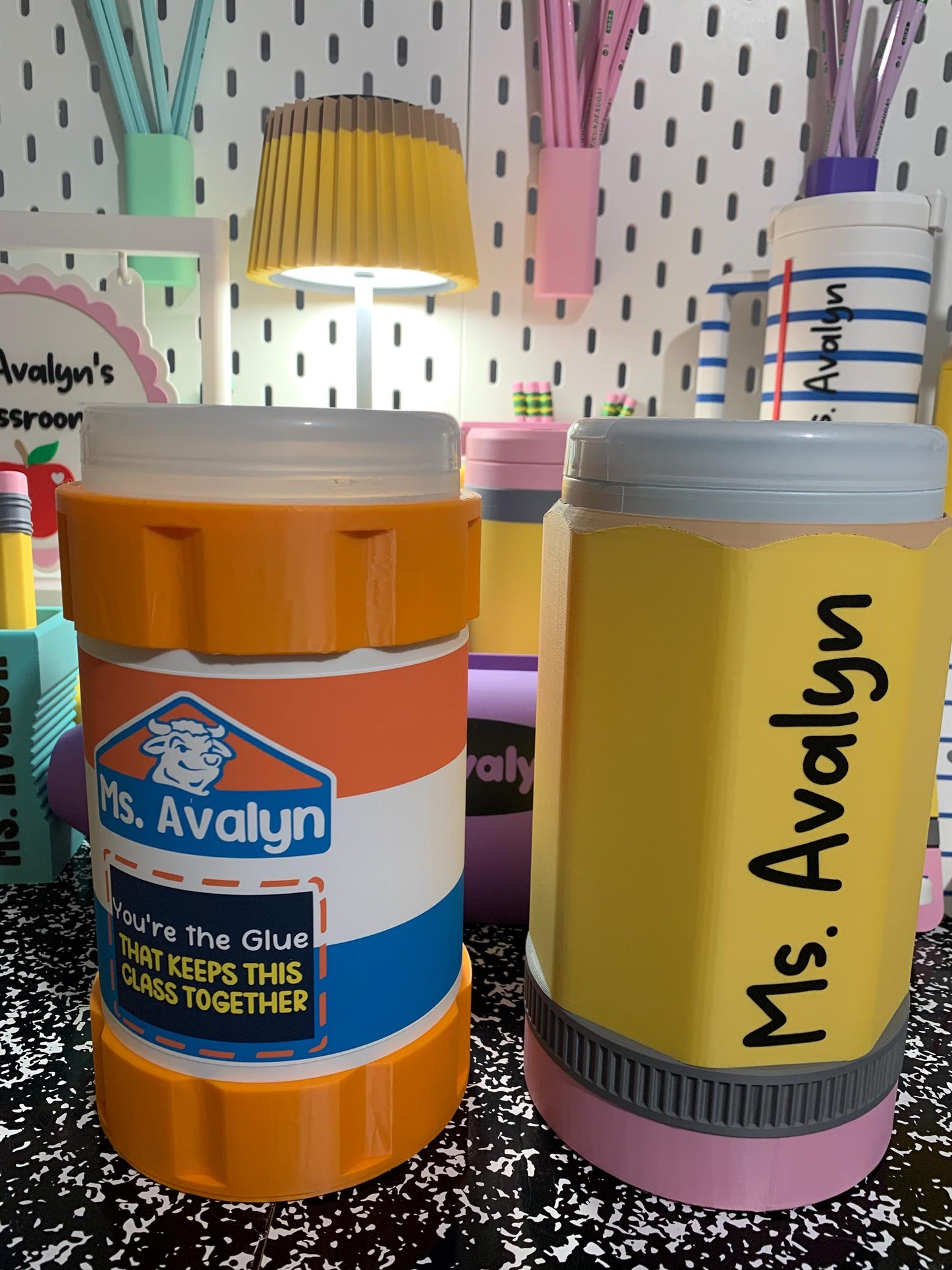 Personalized Hand Sanitizer Wipes Holder, Pencil or Glue Stick Teacher Decor, Classroom Wipes Dispenser, Teacher Gift, Back to School