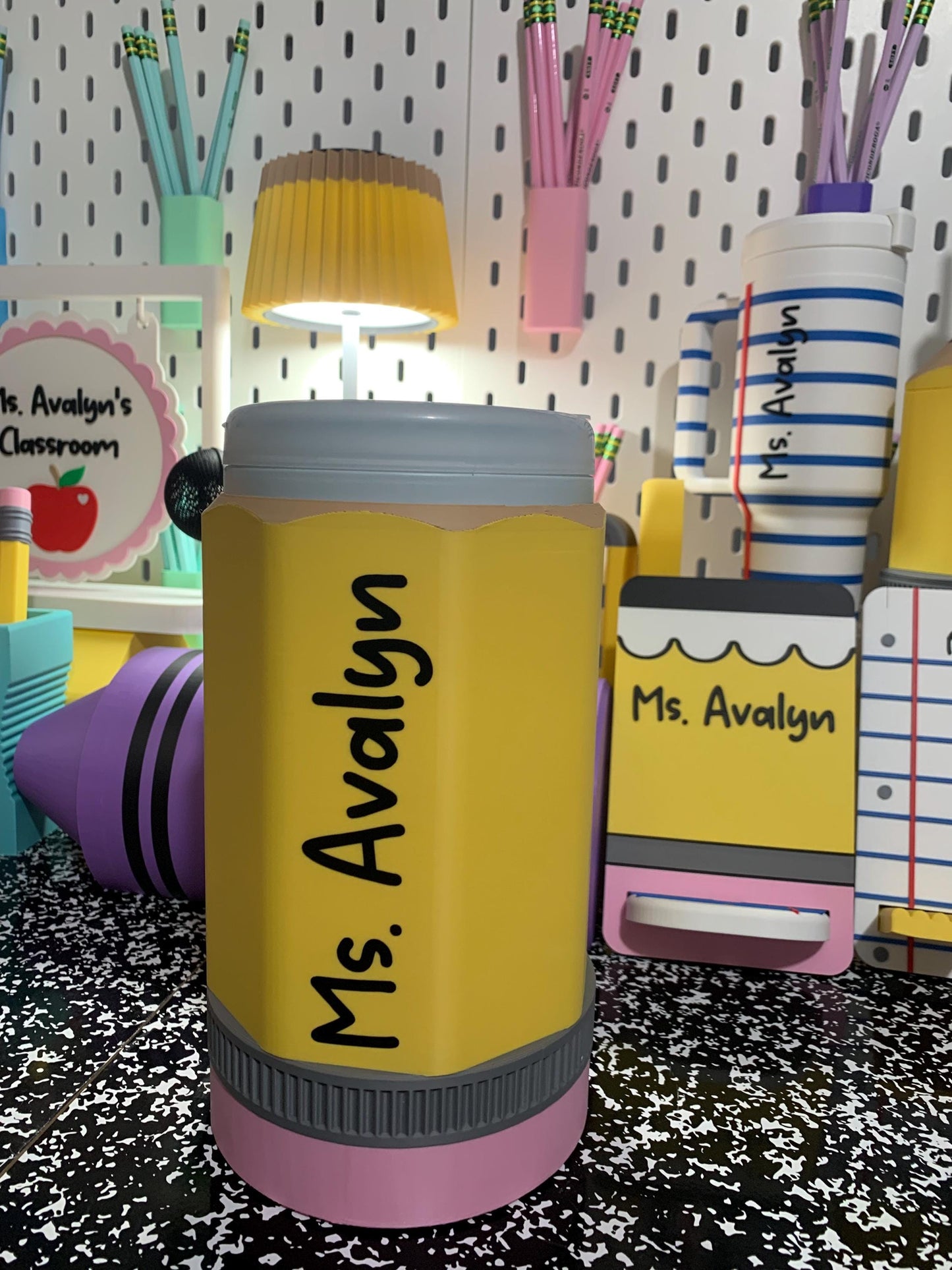 Personalized Hand Sanitizer Wipes Holder, Pencil or Glue Stick Teacher Decor, Classroom Wipes Dispenser, Teacher Gift, Back to School
