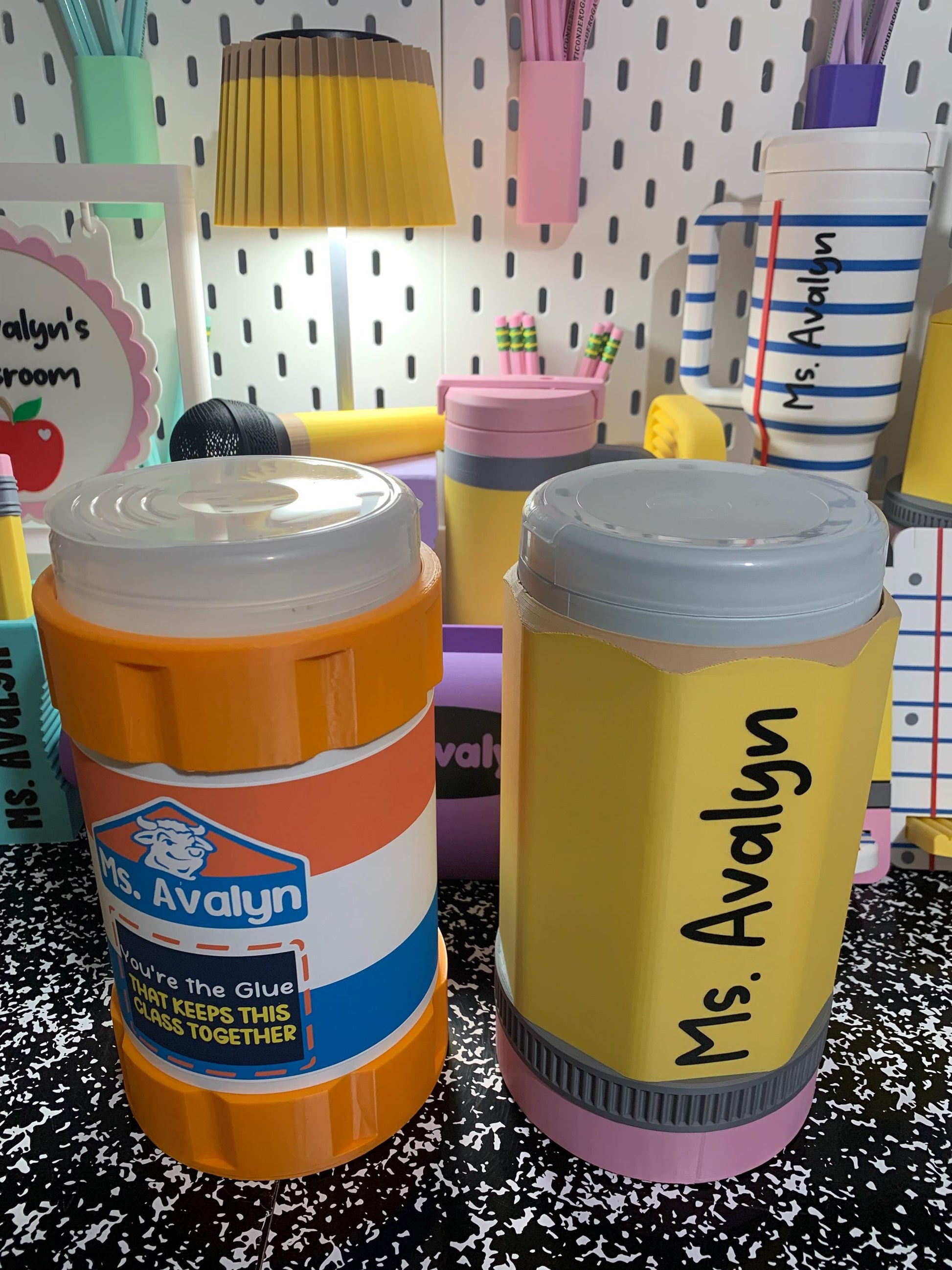 Personalized Hand Sanitizer Wipes Holder, Pencil or Glue Stick Teacher Decor, Classroom Wipes Dispenser, Teacher Gift, Back to School