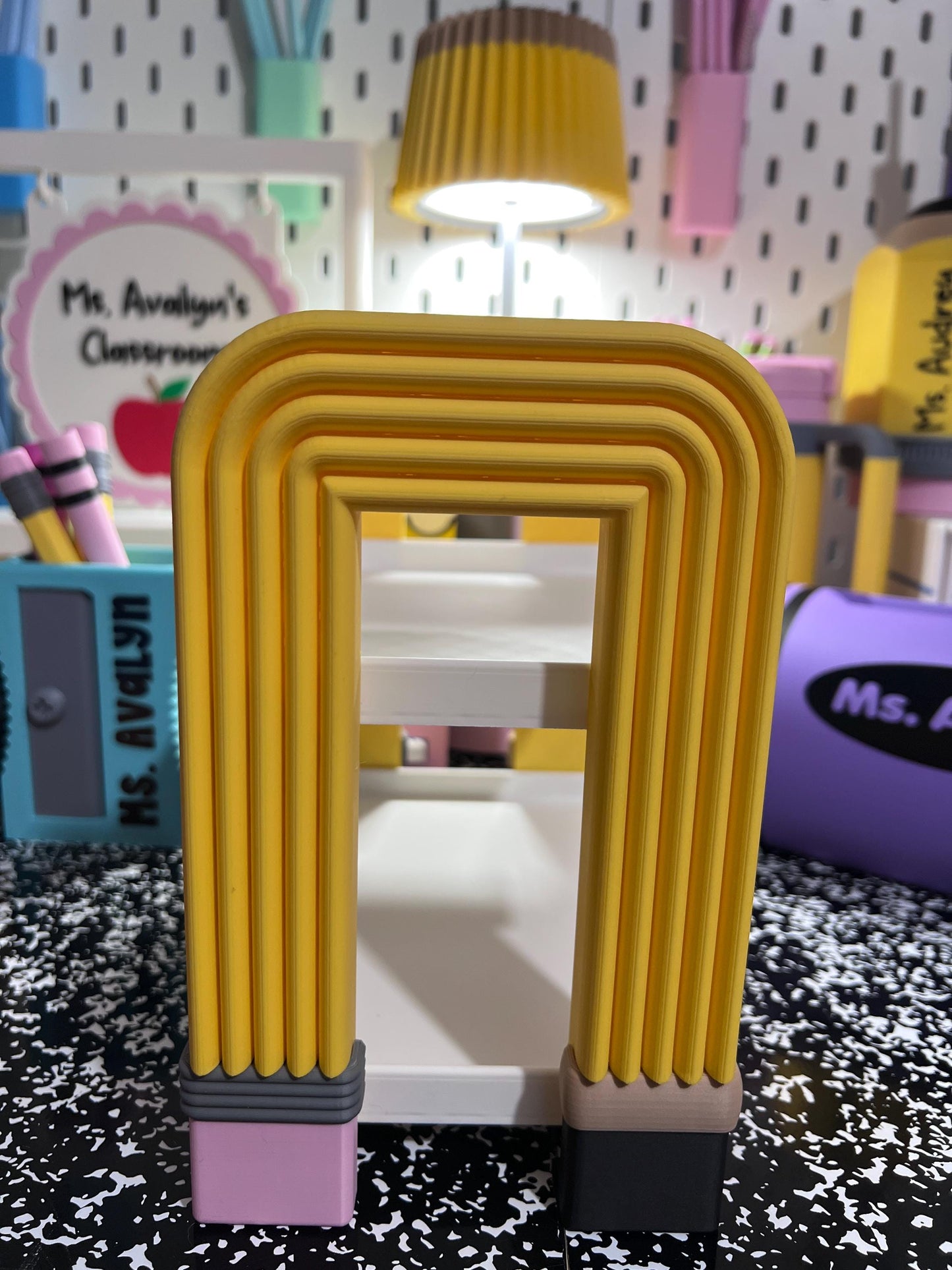 Modern Pencil Arch Shelf | Teacher Desk Organizer | 3D Printed Classroom Decor | Custom Pencil Shelf