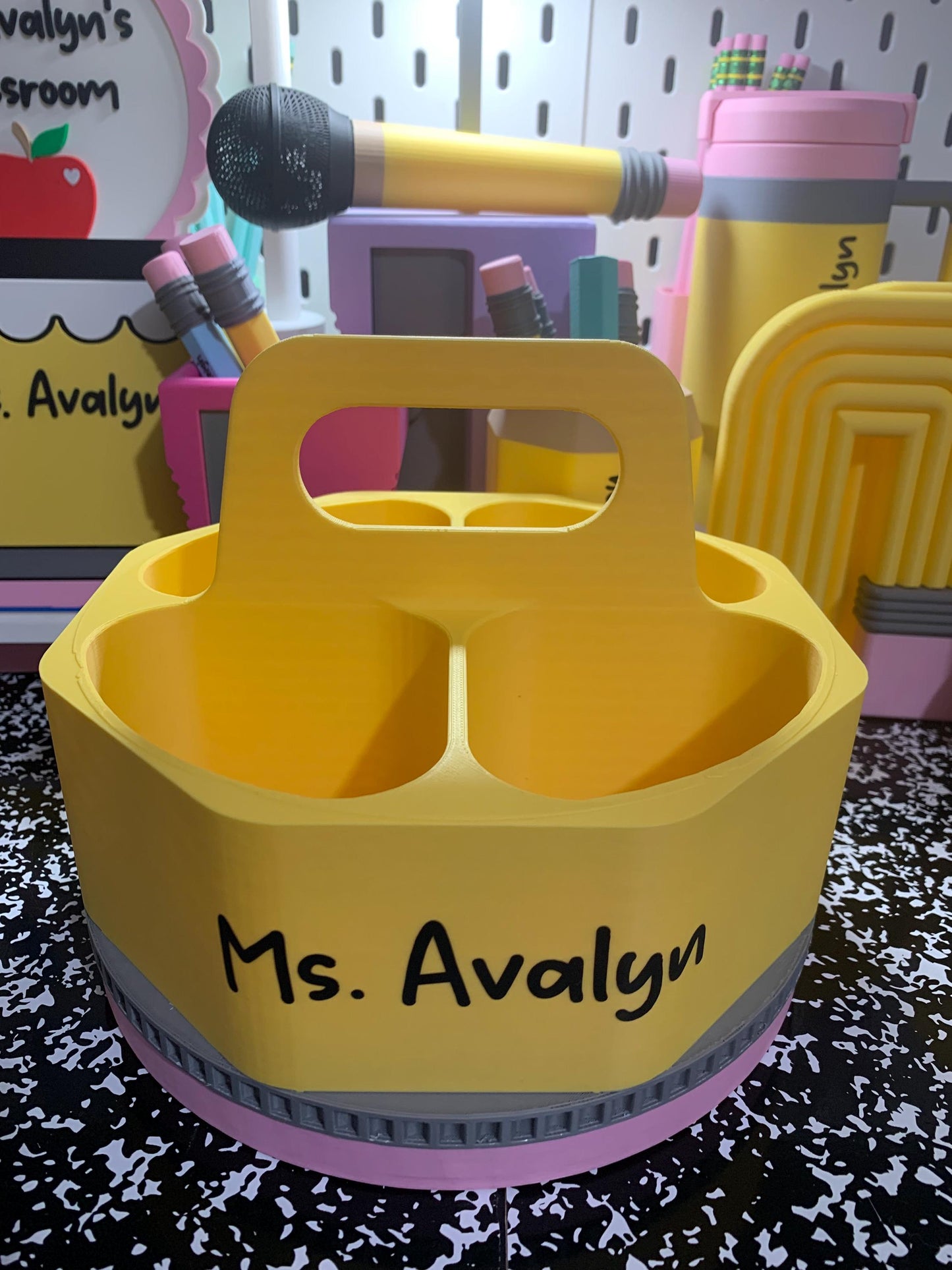 Personalized 3D Printed Organizer with Handle | Storage Caddy | Pencil Storage Caddy