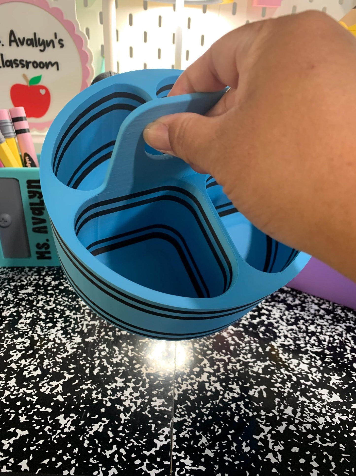Crayon Inspired Caddy with Handle | Personalized 3D Printed Organizer | Custom Name Teacher Storage Caddy
