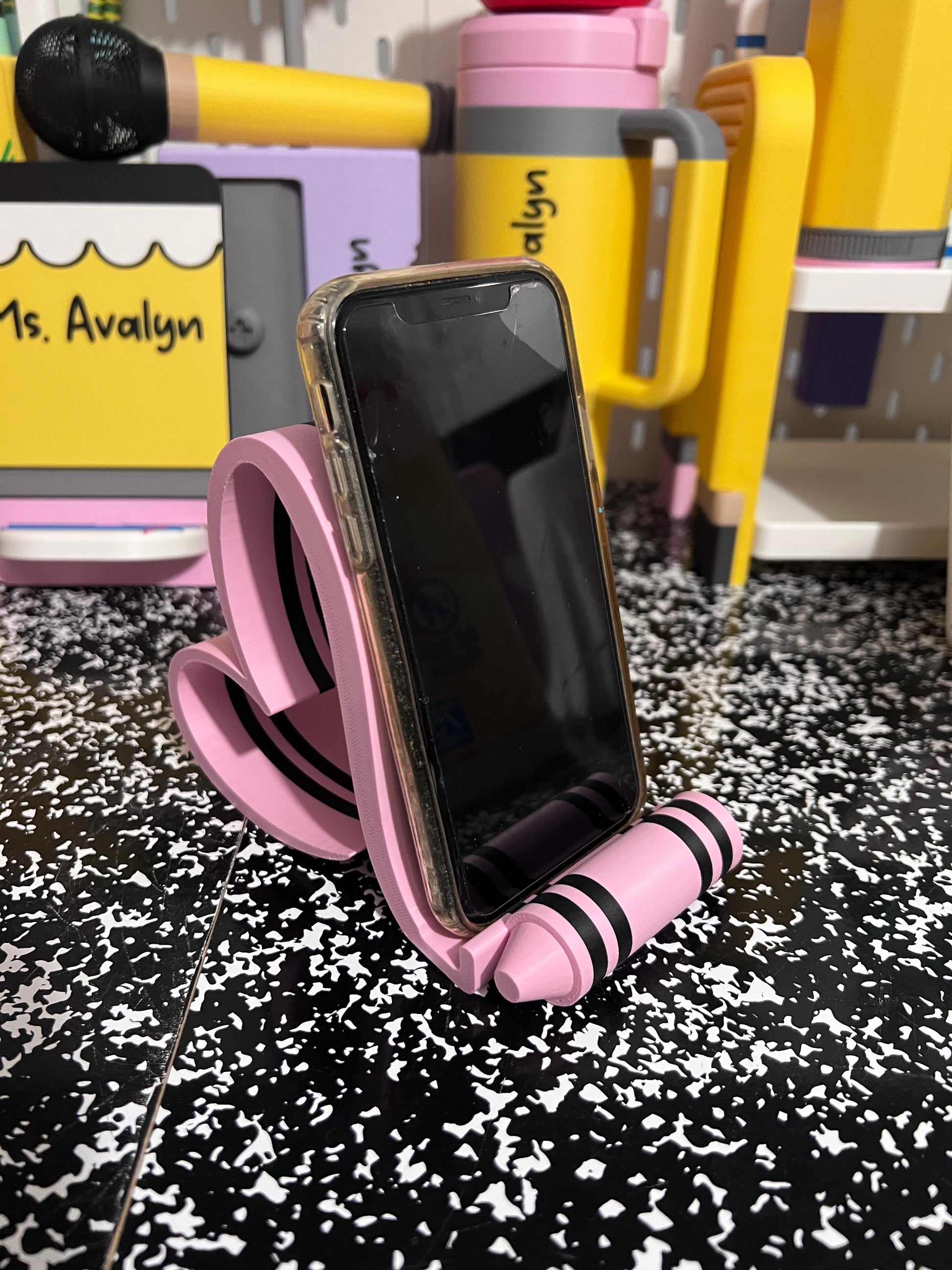 Heart Phone Holder, Pencil Phone Stand, Crayon Phone Holder, Teacher Desk Accessory, Teacher Gift, Classroom Decor, Back to School Gift