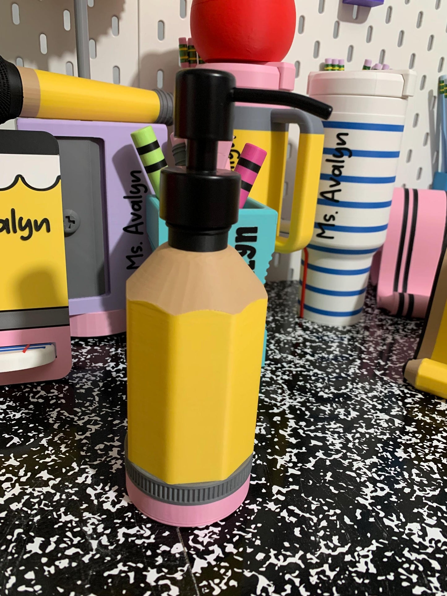 Pencil Soap Dispenser, Hand Sanitizer Pump, Teacher Gift, Classroom Decor, Pencil Classroom Accessory, Back to School Teacher Gift