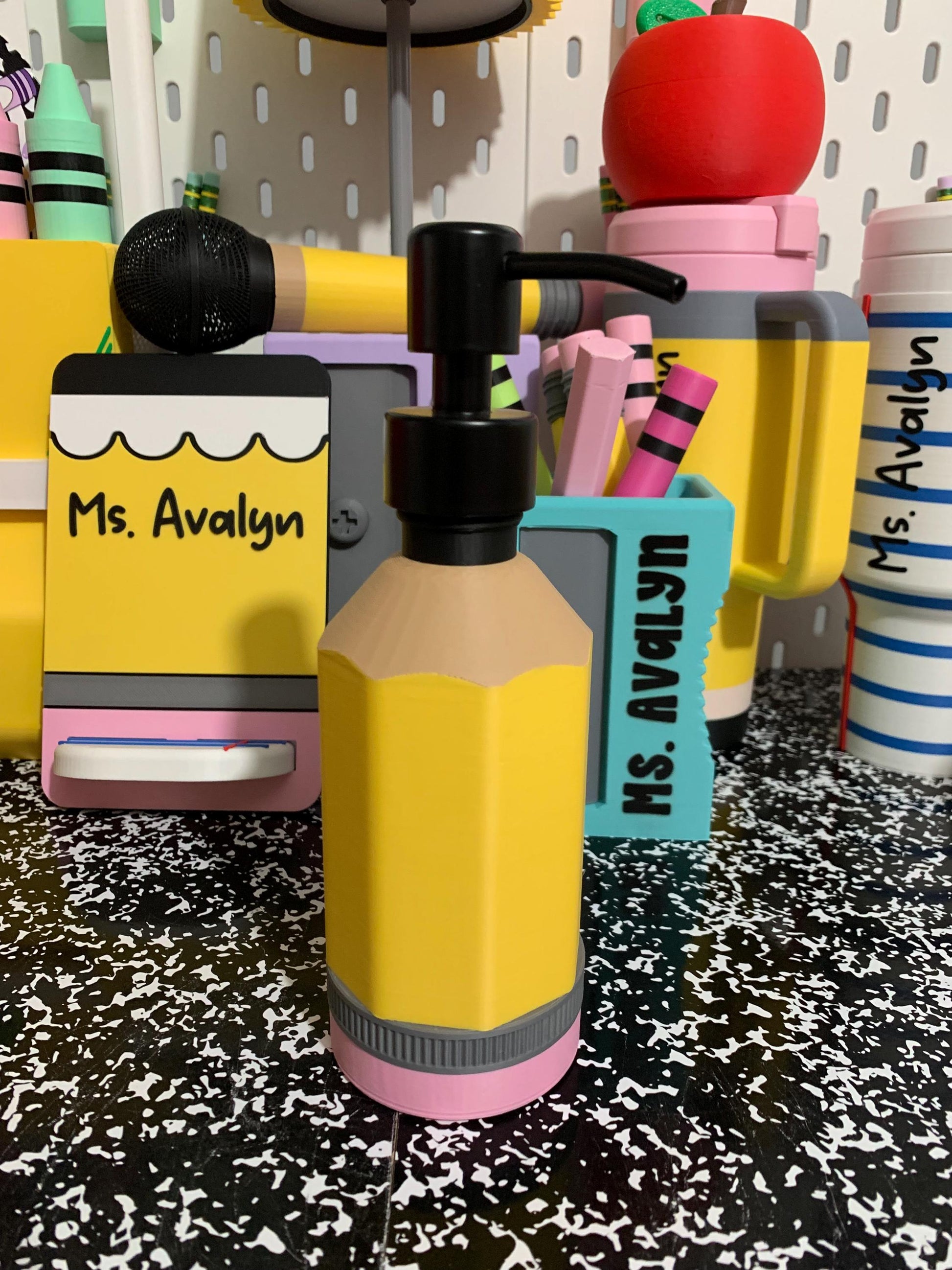 Pencil Soap Dispenser, Hand Sanitizer Pump, Teacher Gift, Classroom Decor, Pencil Classroom Accessory, Back to School Teacher Gift
