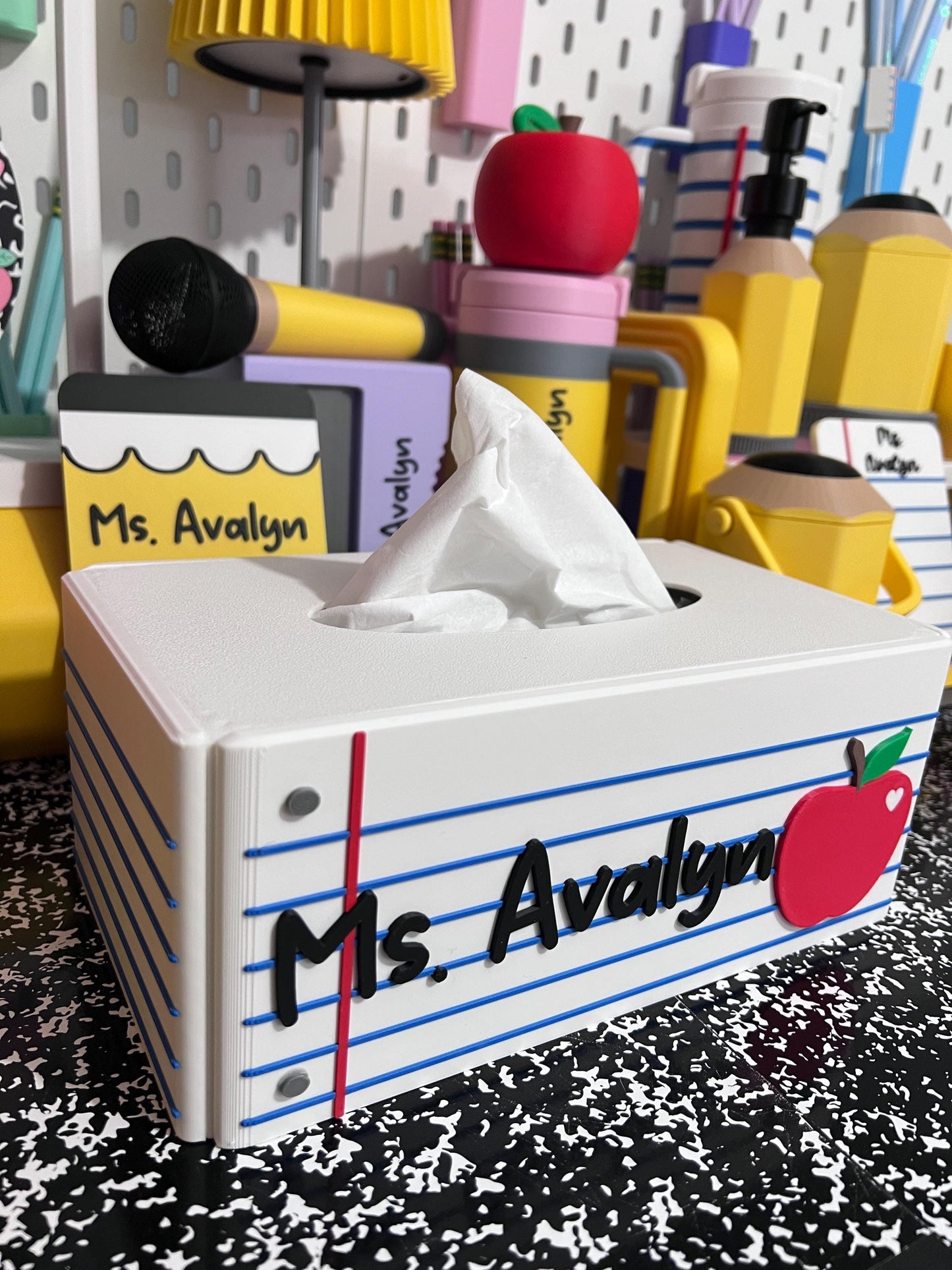 Personalized Interchangeable Rectangle Tissue Box Cover, School Tissue Box Cover, Classroom Decor, 3D Printed Tissue Box Holder