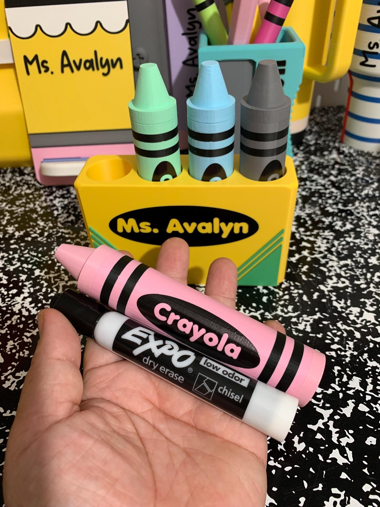 Crayon EXPO Marker Holder, Magnetic Dry Erase Marker Holder, Personalized Teacher Gift, Classroom Whiteboard Accessory, Teacher Desk Gift