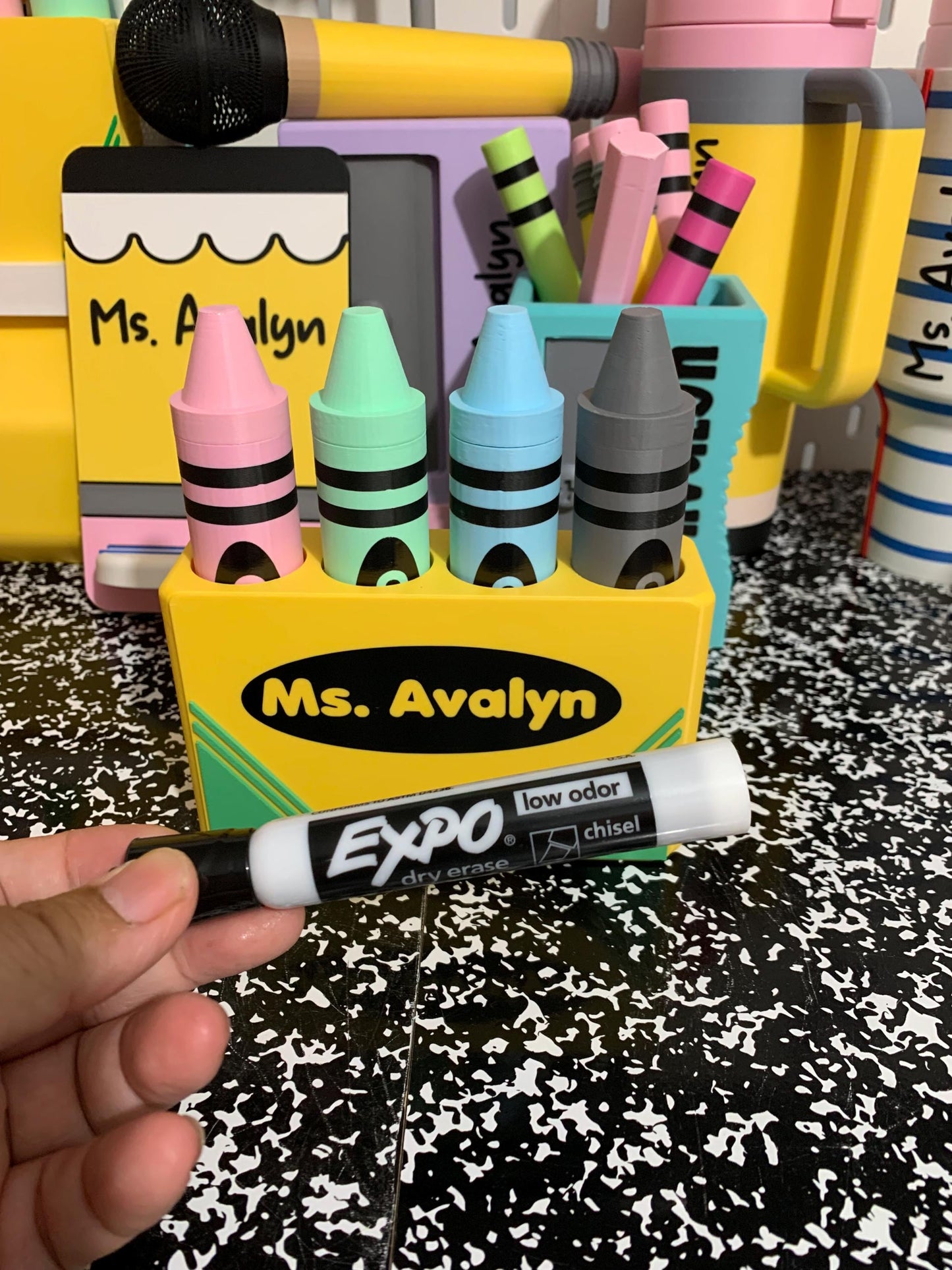 Crayon EXPO Marker Holder, Magnetic Dry Erase Marker Holder, Personalized Teacher Gift, Classroom Whiteboard Accessory, Teacher Desk Gift