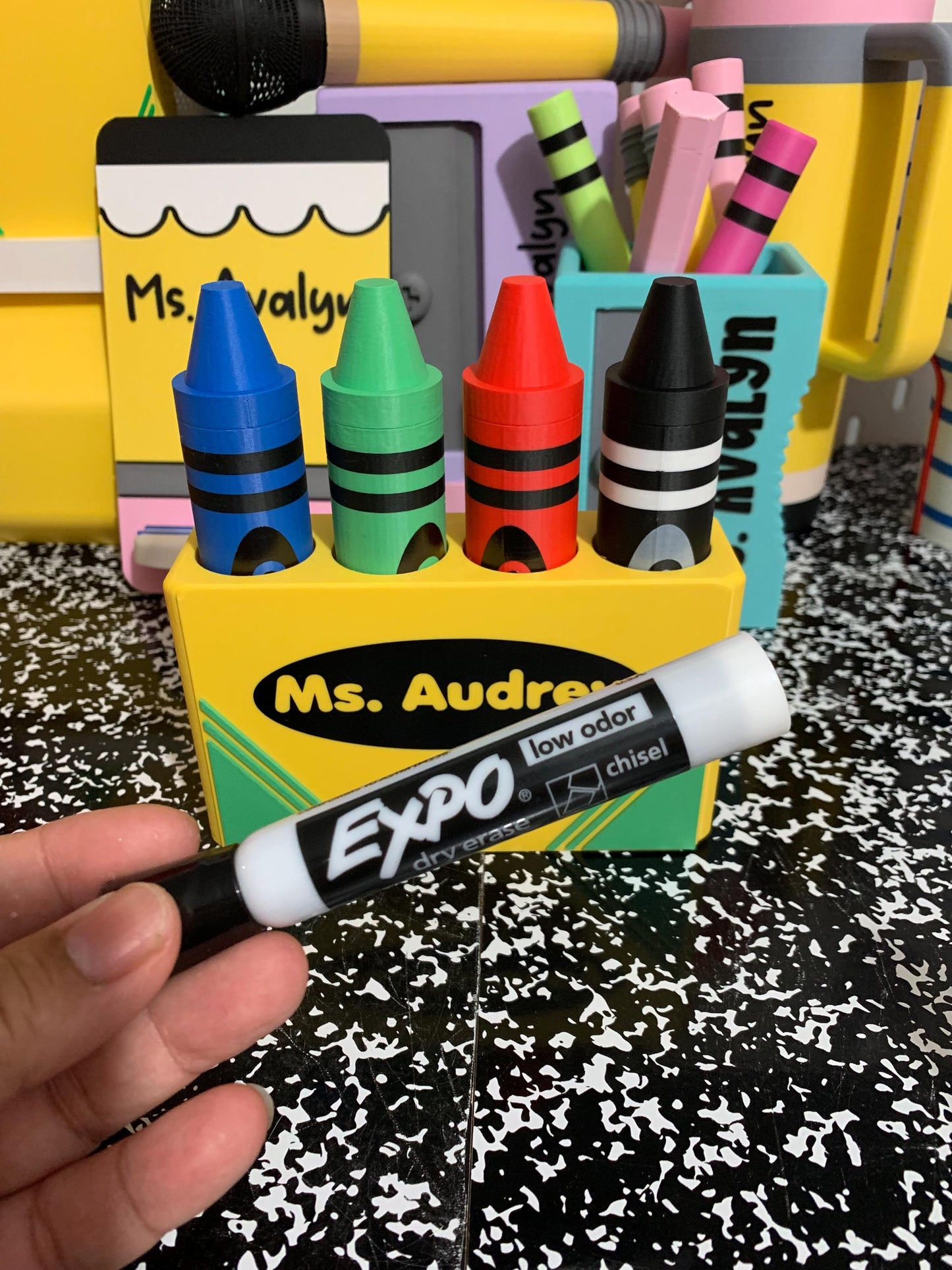 Crayon EXPO Marker Holder, Magnetic Dry Erase Marker Holder, Personalized Teacher Gift, Classroom Whiteboard Accessory, Teacher Desk Gift