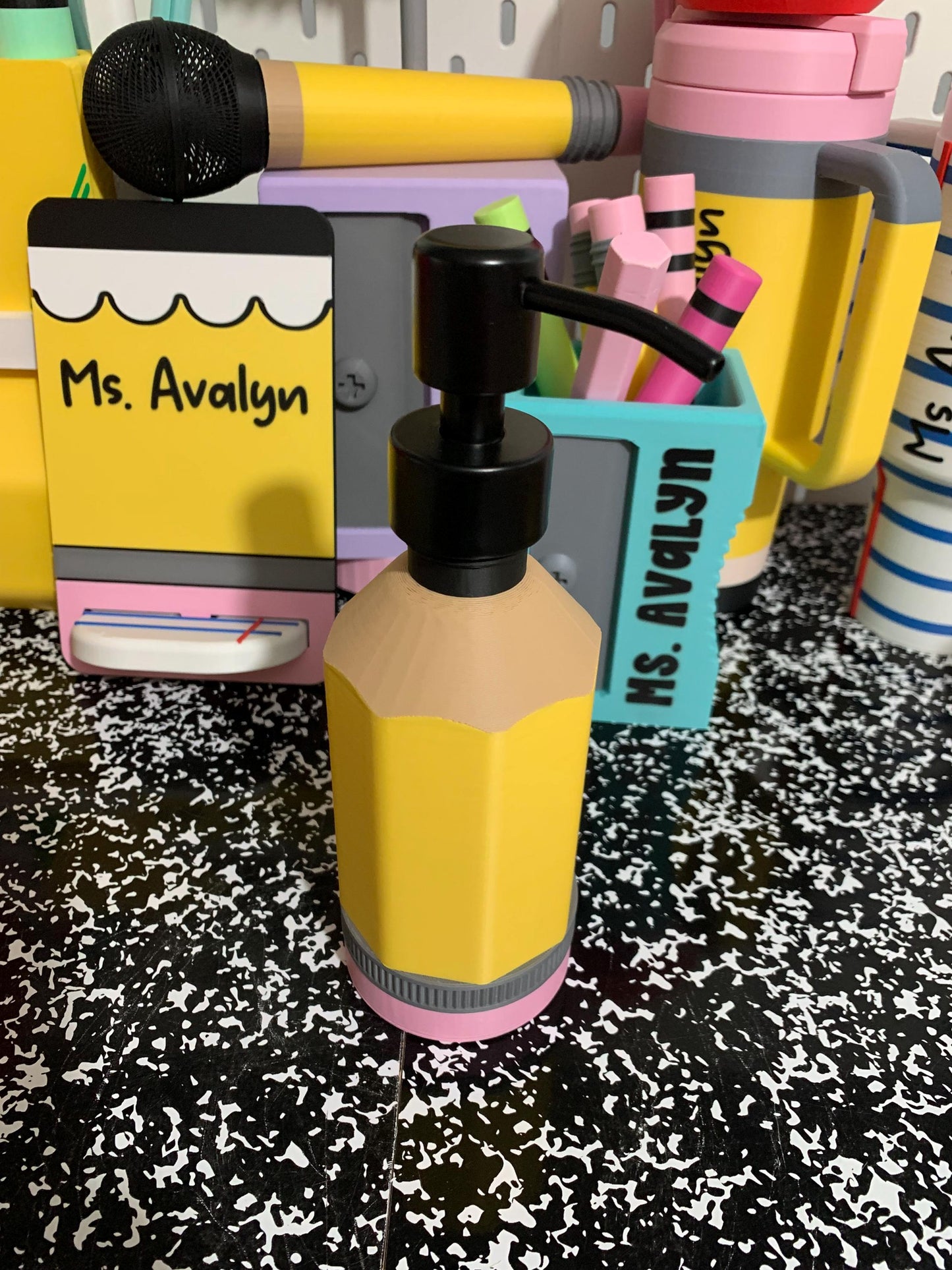 Pencil Soap Dispenser, Hand Sanitizer Pump, Teacher Gift, Classroom Decor, Pencil Classroom Accessory, Back to School Teacher Gift
