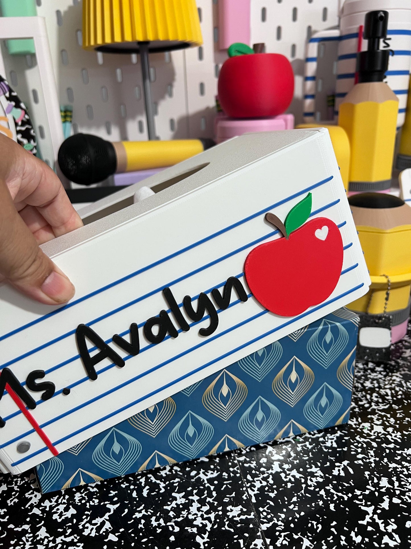 Personalized Interchangeable Rectangle Tissue Box Cover, School Tissue Box Cover, Classroom Decor, 3D Printed Tissue Box Holder
