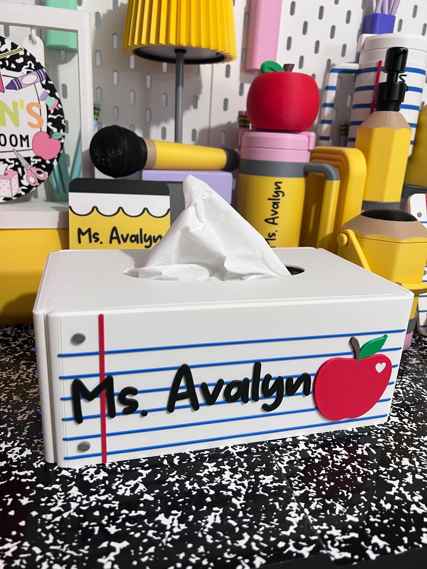 Personalized Interchangeable Rectangle Tissue Box Cover, School Tissue Box Cover, Classroom Decor, 3D Printed Tissue Box Holder