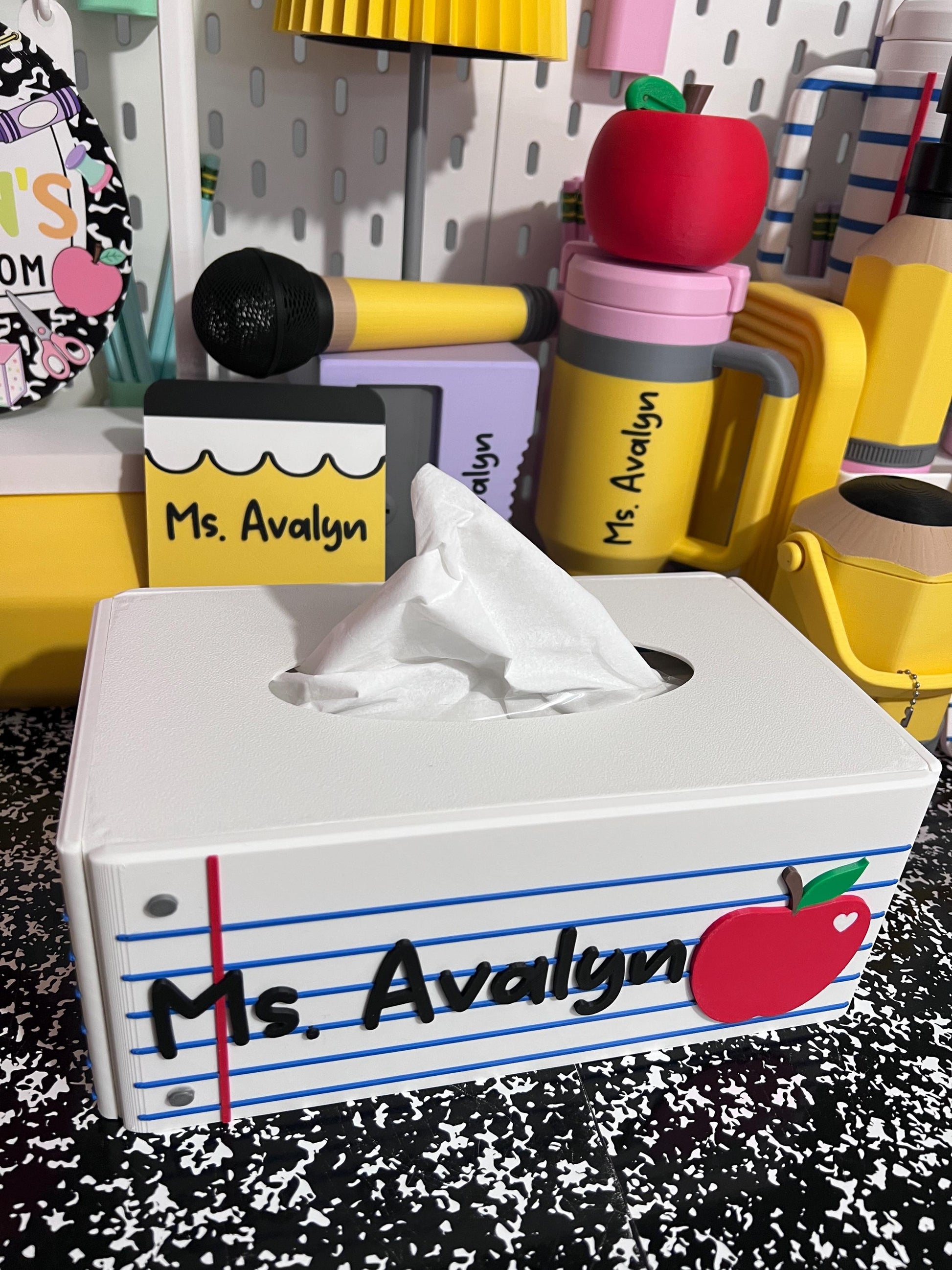 Personalized Interchangeable Rectangle Tissue Box Cover, School Tissue Box Cover, Classroom Decor, 3D Printed Tissue Box Holder