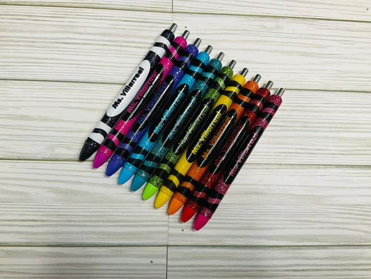 x10 Glitter Color Personalized Teacher Pens| Unique Teacher Gifts | Customized Teacher Appreciation Gift | Perfect Gift for Her by Lina Loves Two, handmade in Los Angeles CA