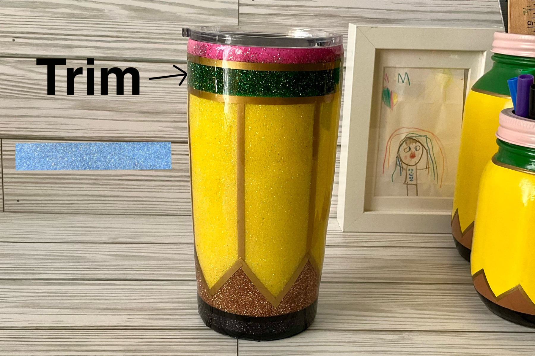 Gold Glitter Pencil Hall Pass | Personalized Teacher Gifts | Glitter Teacher Name Sign | Unique Room Pass by Lina Loves Two, handmade in Los Angeles CA