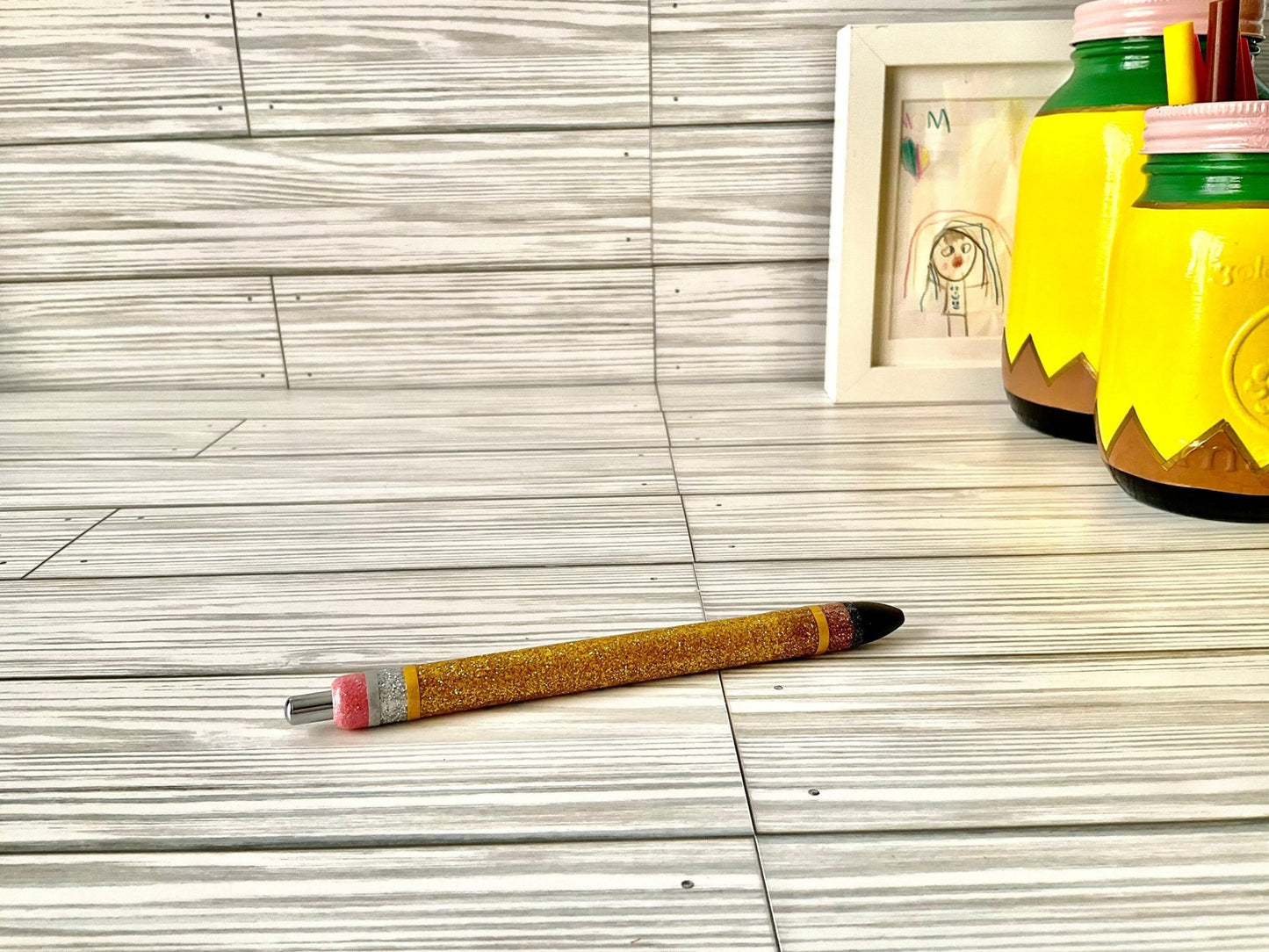 Set of 3 Personalized Gold Glitter Teacher Pens by Lina Loves Two, handmade in Los Angeles CA