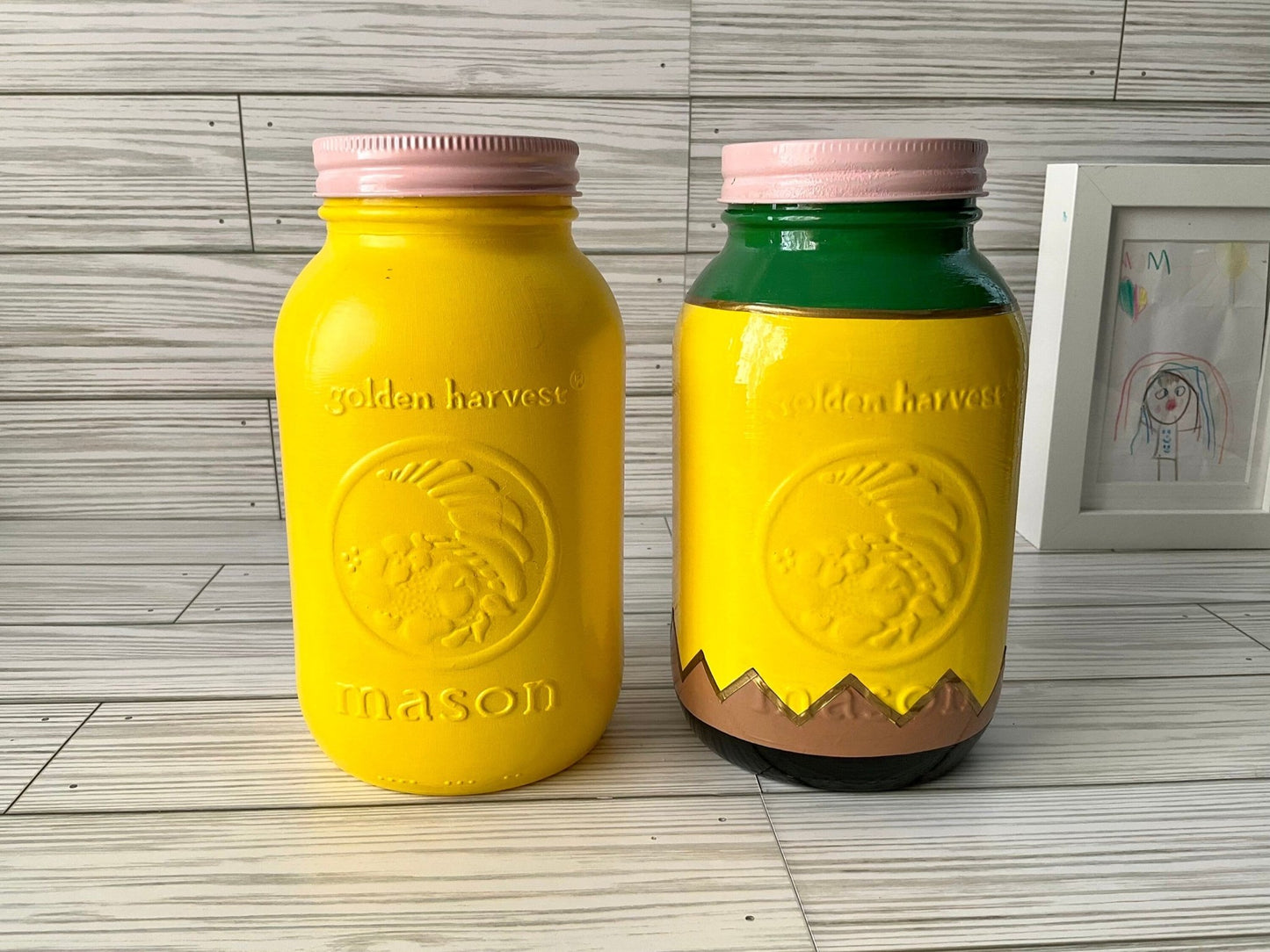 Pencil Holder 7” | Teacher Gifts | Glass Jar Pencil Holder | Yellow Pencil | Desk Organizer by Lina Loves Two, handmade in Los Angeles CA