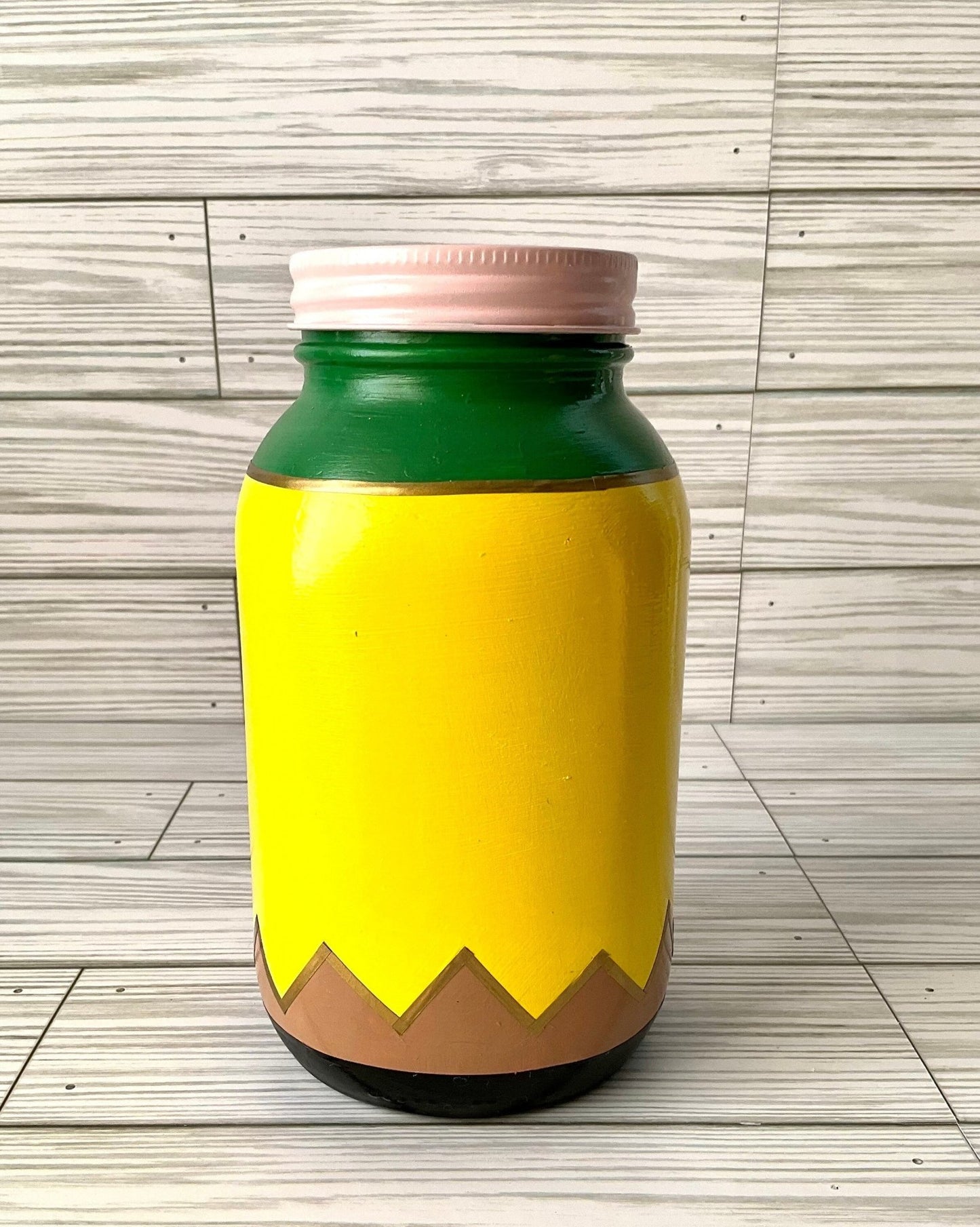 Pencil Holder 7” | Teacher Gifts | Glass Jar Pencil Holder | Yellow Pencil | Desk Organizer by Lina Loves Two, handmade in Los Angeles CA