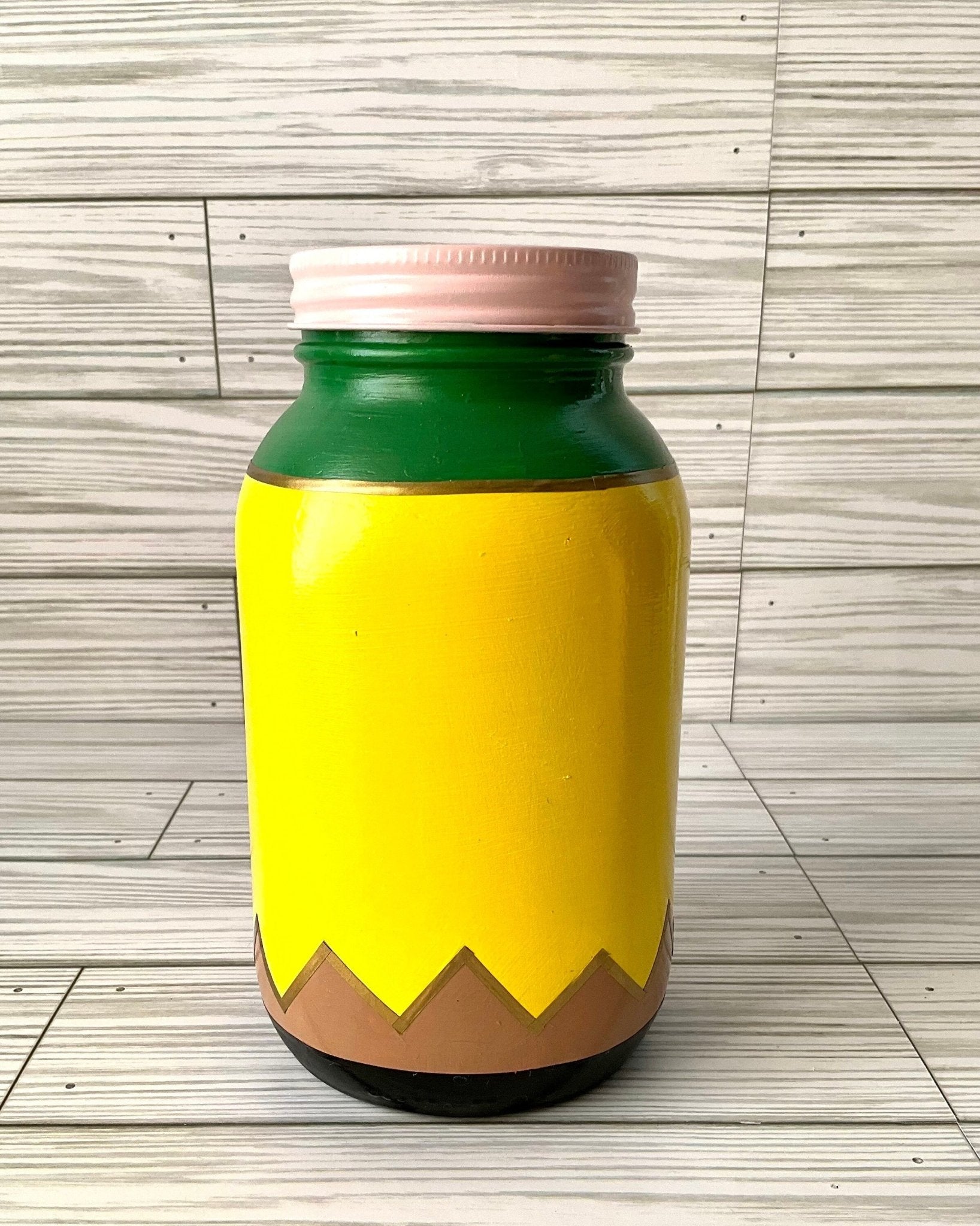 Pencil Holder 7” | Teacher Gifts | Glass Jar Pencil Holder | Yellow Pencil | Desk Organizer by Lina Loves Two, handmade in Los Angeles CA