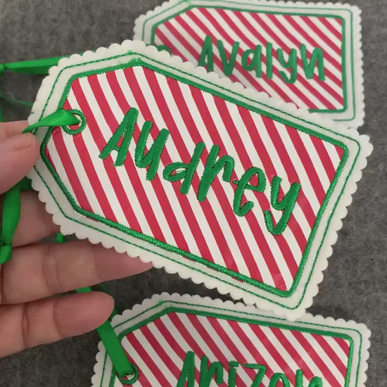 Personalized Embroidered Felt Christmas Gift Tags - Holiday Decor