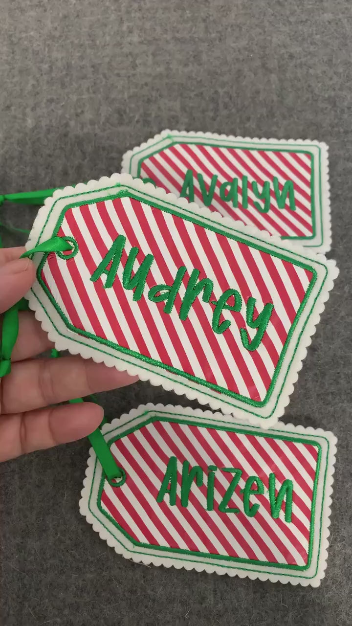 Personalized Embroidered Felt Christmas Gift Tags - Holiday Decor