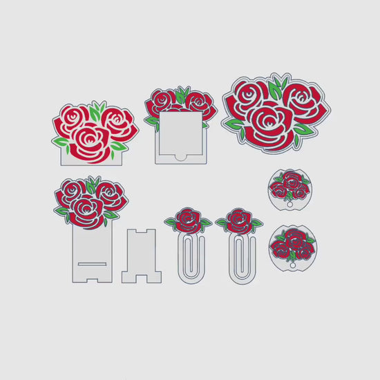 Rose Desk Accessories Bundle – STL & 3MF Files | 3D Print Desk Decor | Digital Download