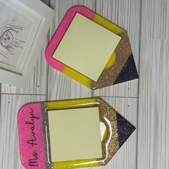 Glitter Pencil Post-It Holder: Teacher Desk Decor