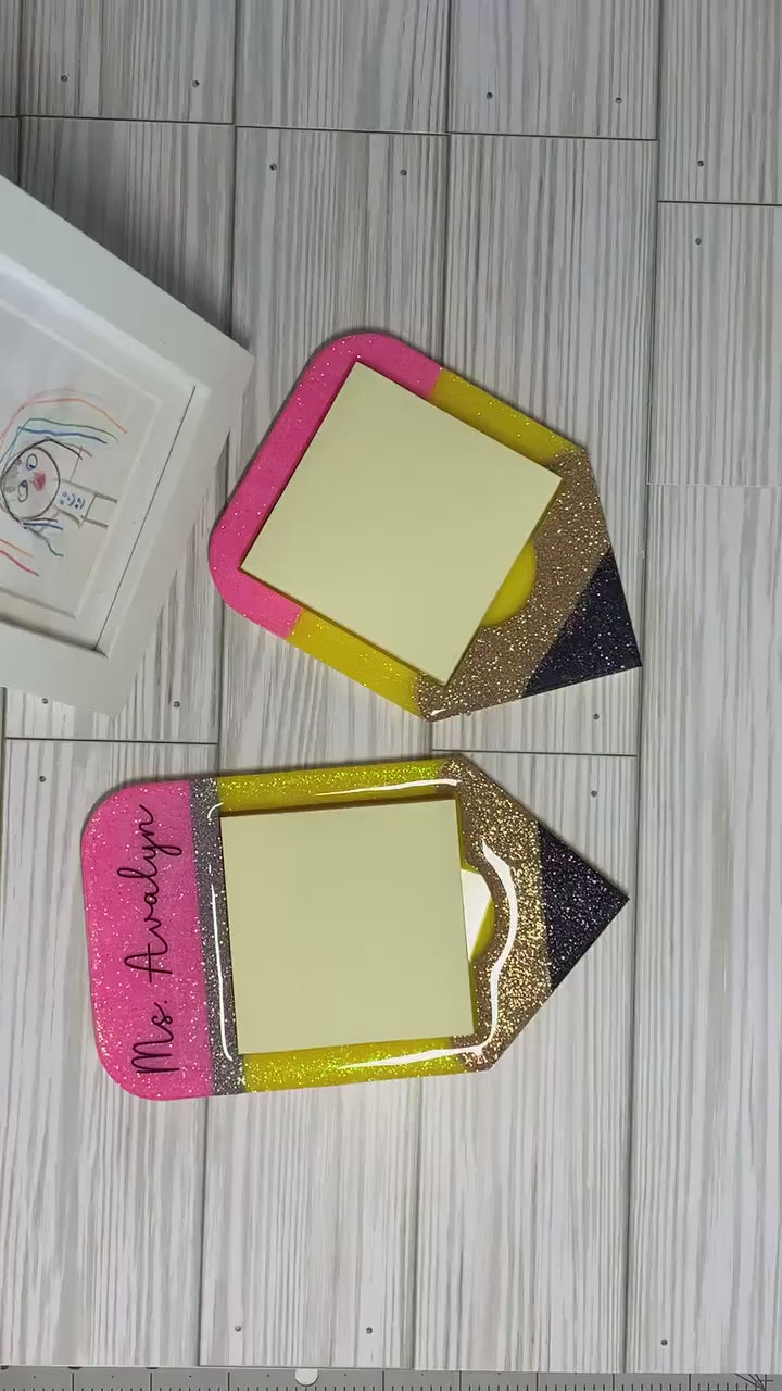 Glitter Pencil Post-It Holder: Teacher Desk Decor