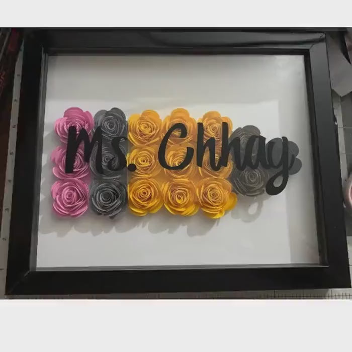 Teacher Shadow Box Personalized Pencil Paper Flower Classroom Gift